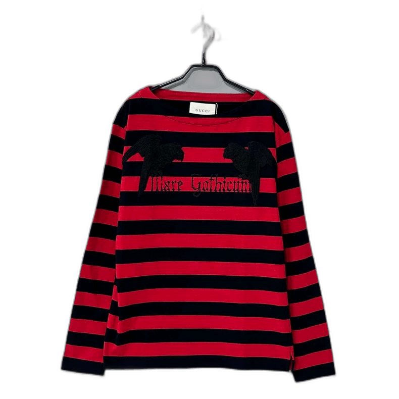 Gucci Red and Black Striped Embroidered Top Size M / US 6-8 / IT 42-44 - 1 Thumbnail
