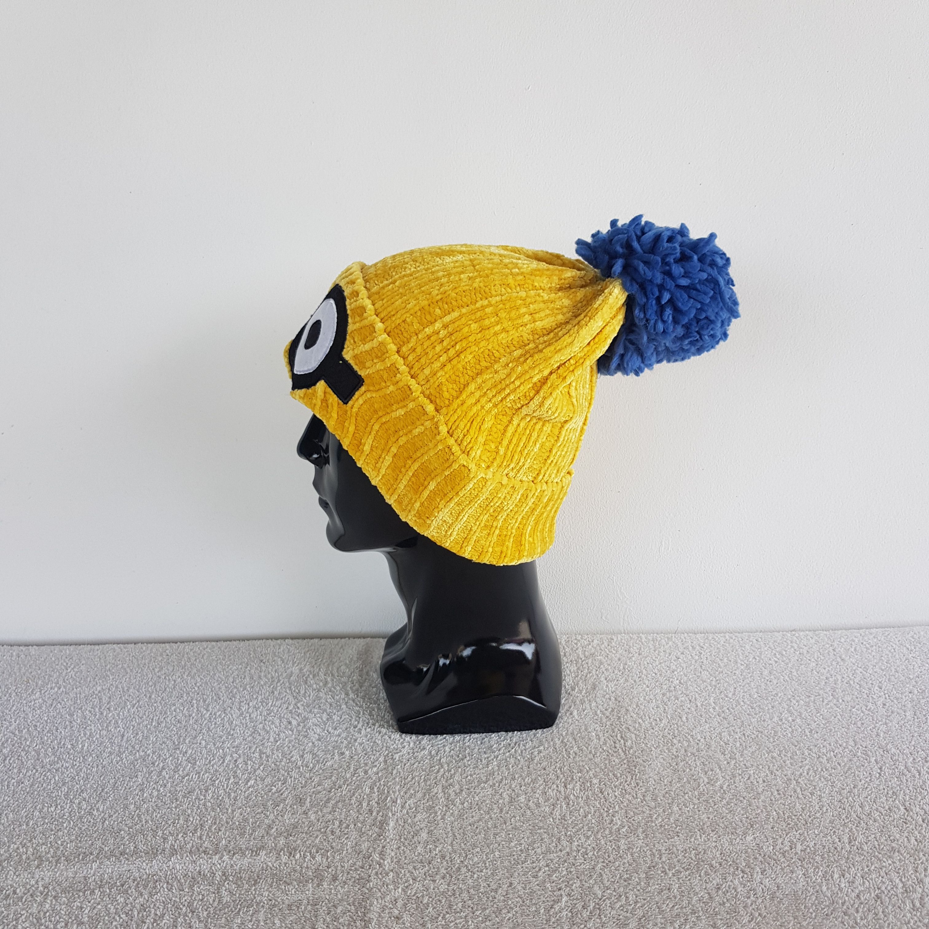 Other Vintage Minion Beanie Eye Pom Pom Ribbed Knit Snow Caps Hats Size ONE SIZE - 4 Thumbnail