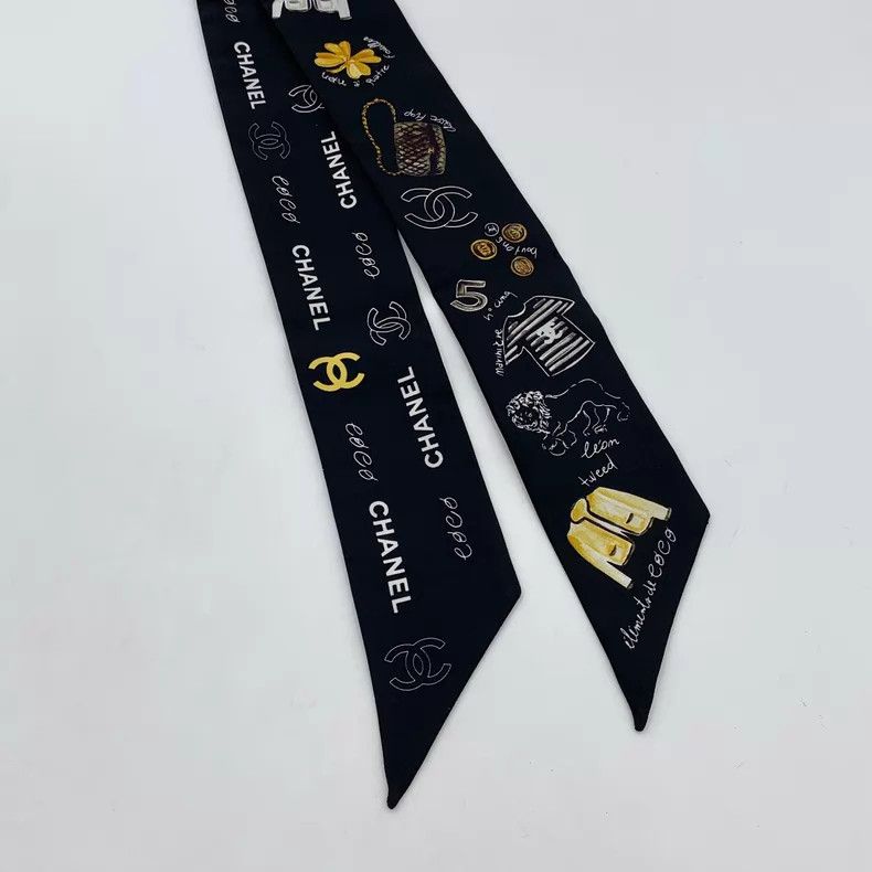 Other Chanel Black double C camellia multi-element printed silk Size ONE SIZE - 5 Thumbnail