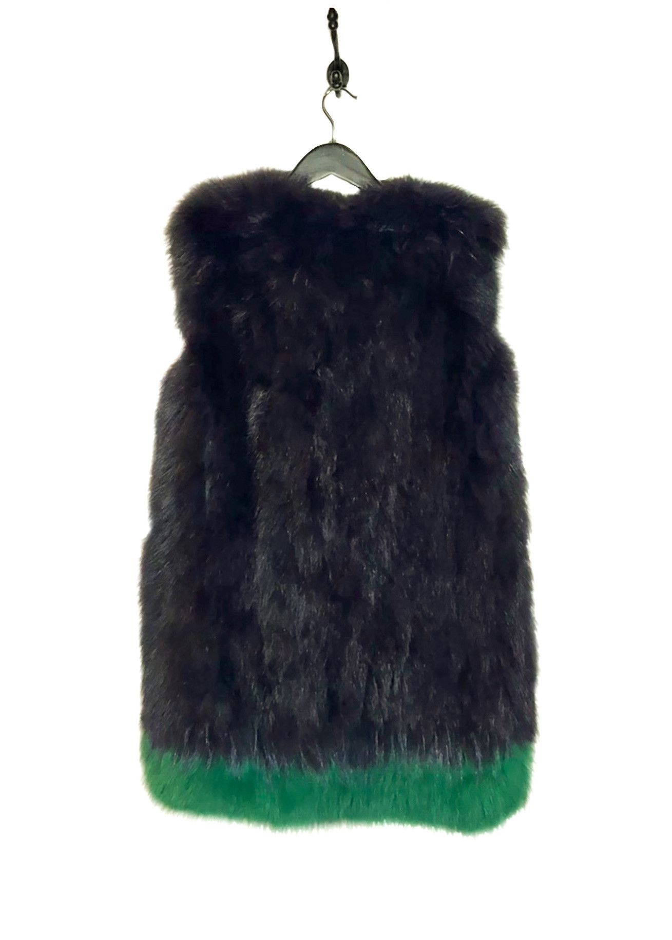 Yves Salomon Yves Salomon Navy Blue Green Trim Rabbit Fur Vest Size L / US 10 / IT 46 - 5 Thumbnail