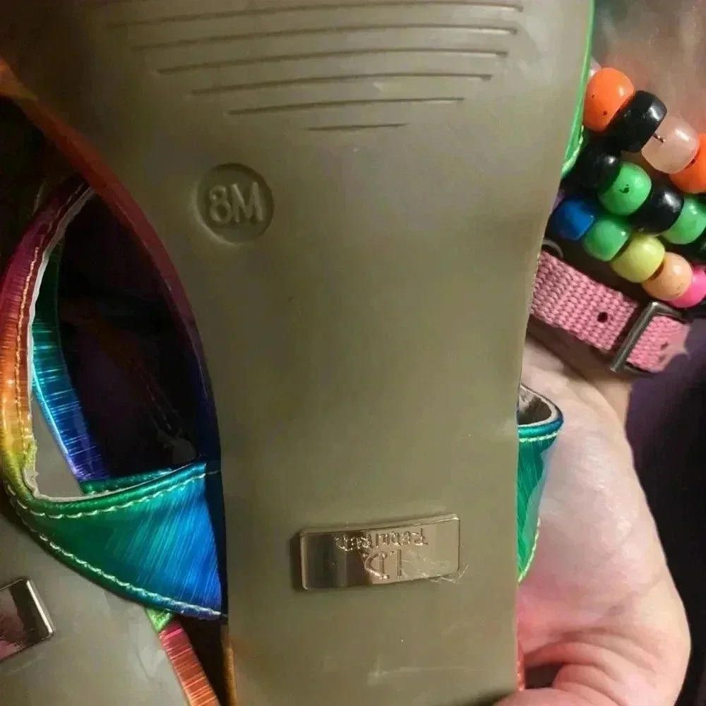 Designer Vibrant Rainbow Strappy Heels Size US 8 / IT 38 - 5 Thumbnail