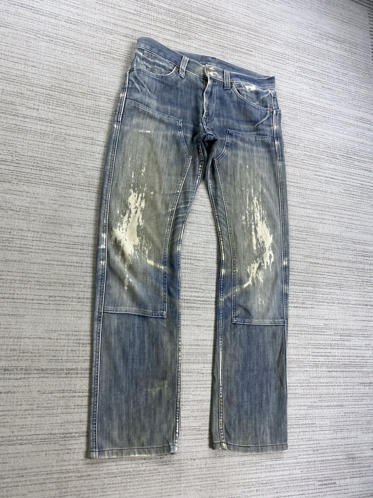 Japanese Brand × Vintage Vintage Bartack Double Knee Distressed Denim Pants Size US 32 / EU 48 - 3 Thumbnail