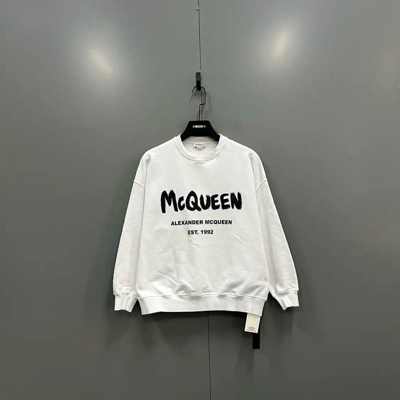 Alexander McQueen Alexander McQueen White Logo Cotton Crop Sweatshirt 0089 Size ONE SIZE - 1 Thumbnail