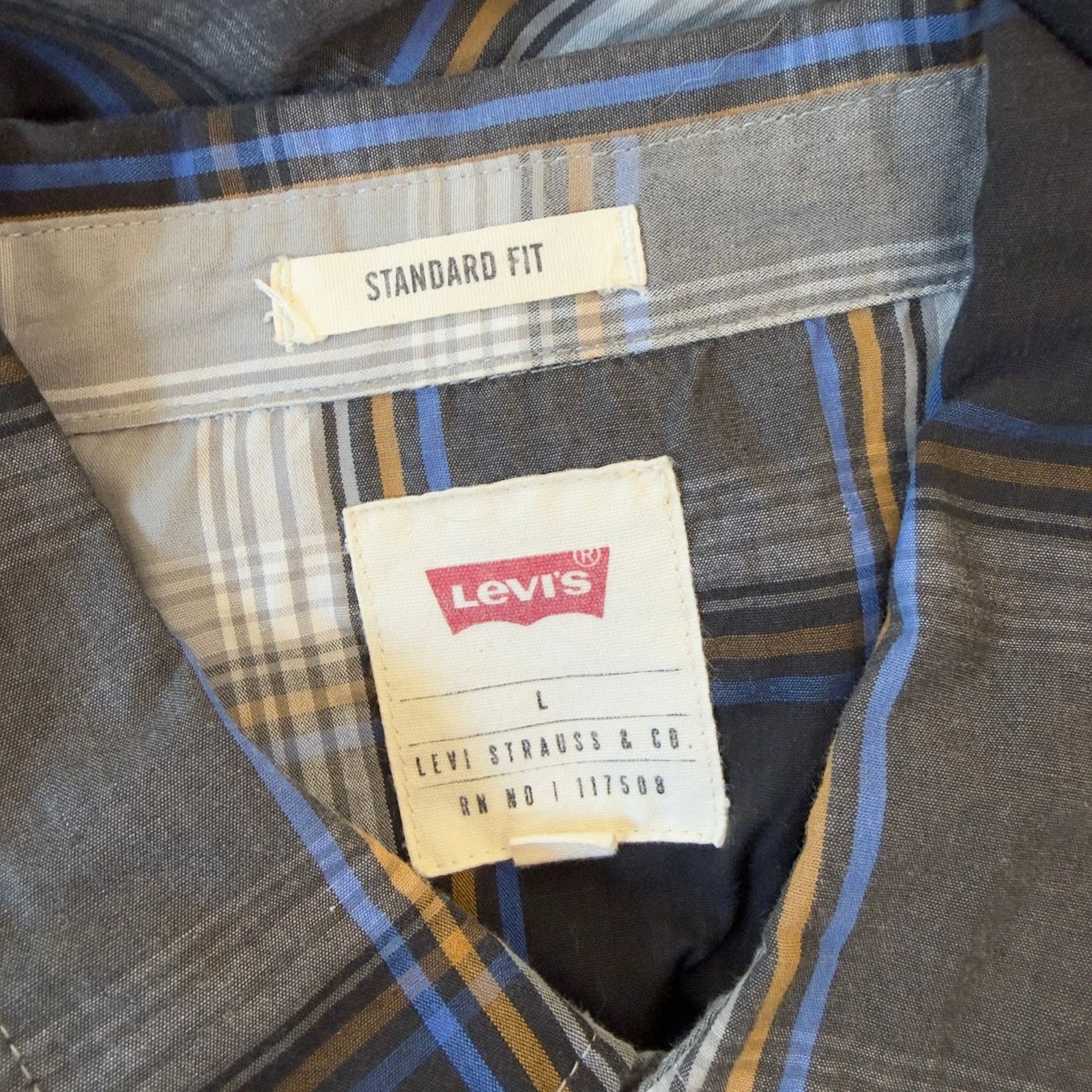 Levi's Levi's Western Grey Black Plaid Pearl Snap Button Down - Lg Size US L / EU 52-54 / 3 - 3 Thumbnail