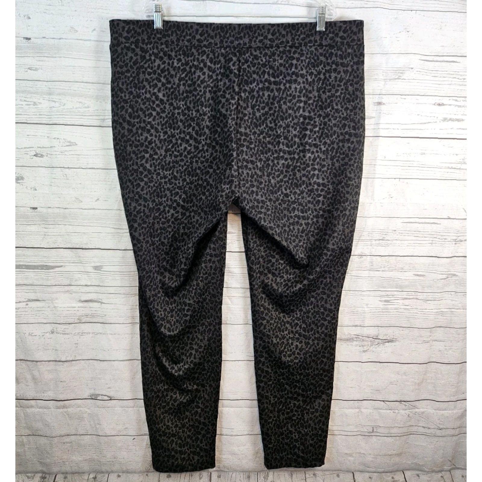 NYDJ NYDJ Womens Ponte Knit Skinny Pants 20W Black Gray Animal Print Pull On Size 42" / US 20 - 3 Thumbnail