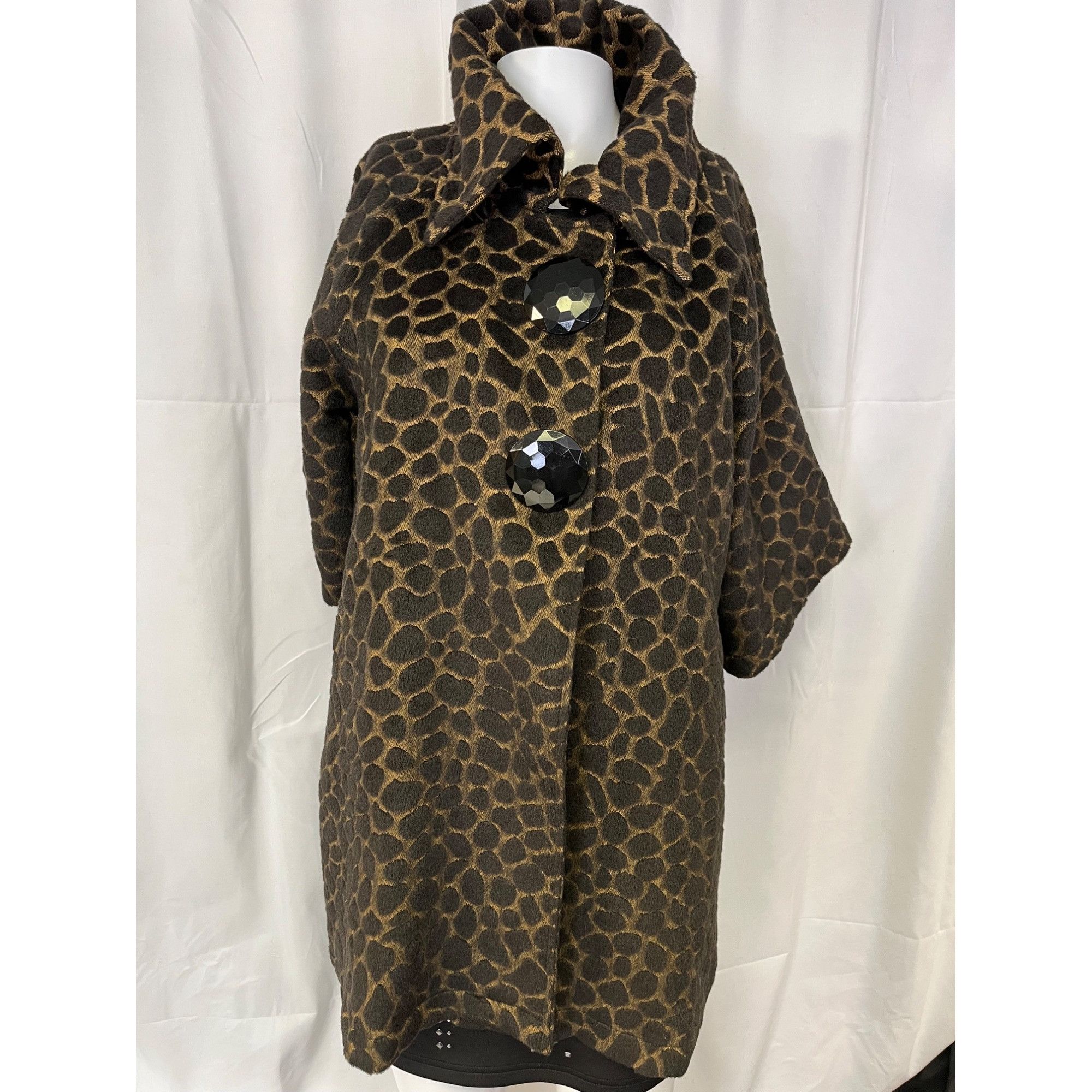 Other Luii Womens Brown Leopard Print Swing Coat Size S SKU 6738 Size S / US 4 / IT 40 - 1 Thumbnail