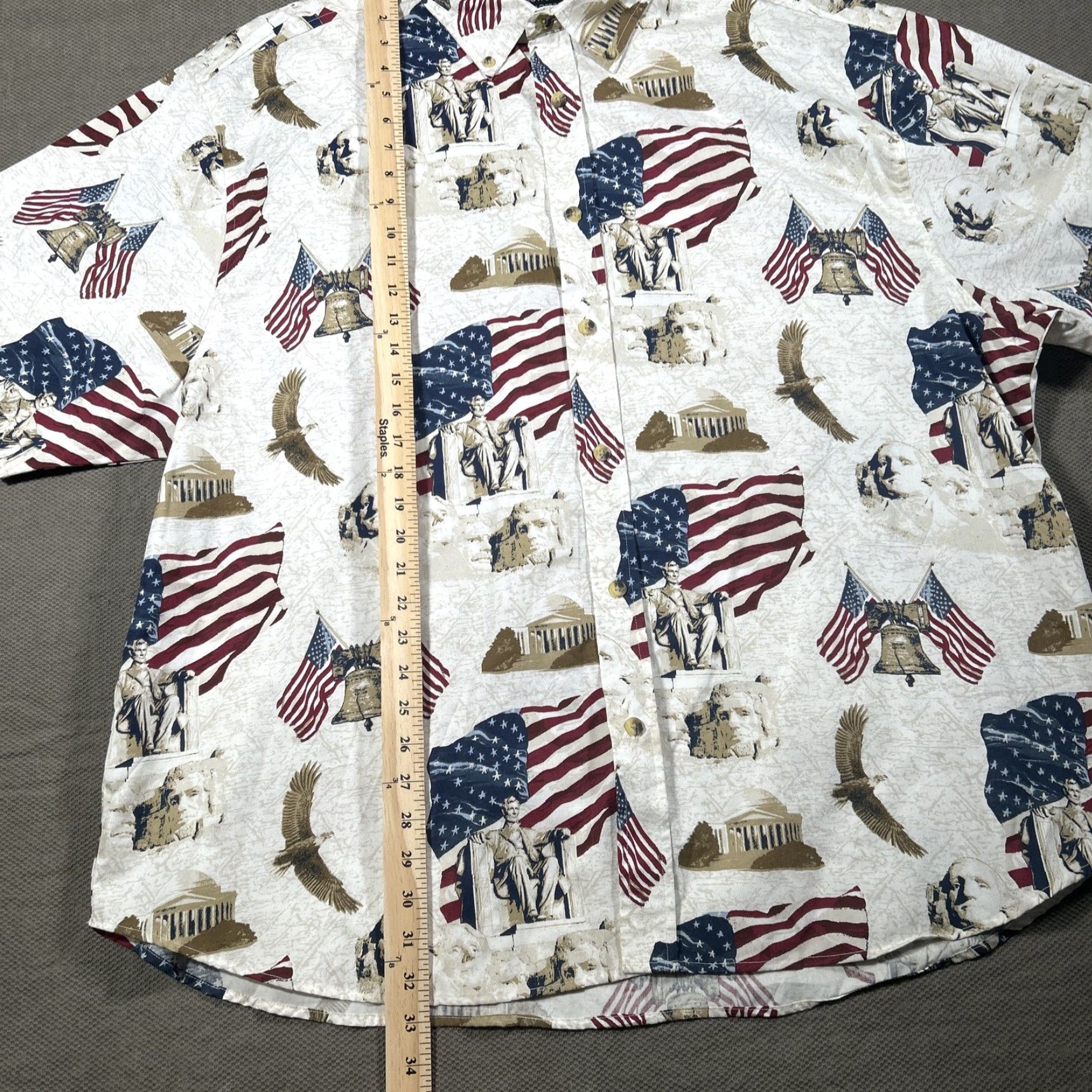 Cotton Traders Cotton Traders Sport American Flag Eagle Mens XXL Button Up Shirt Short Sleeve Size US XXL / EU 58 / 5 - 3 Thumbnail