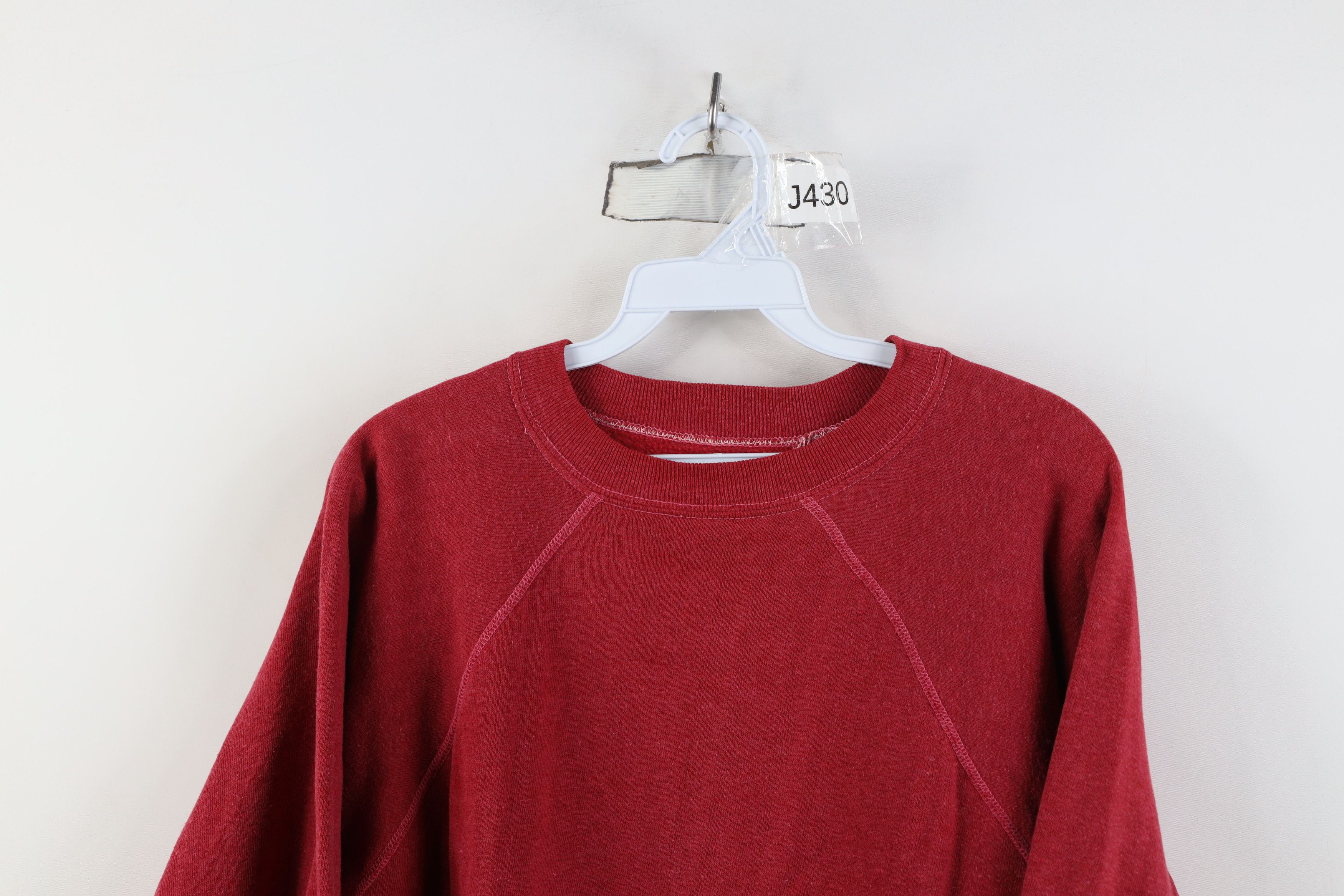 Vintage Vintage 70s Streetwear Raglan Crewneck Sweatshirt Red USA Size L / US 10 / IT 46 - 2 Thumbnail
