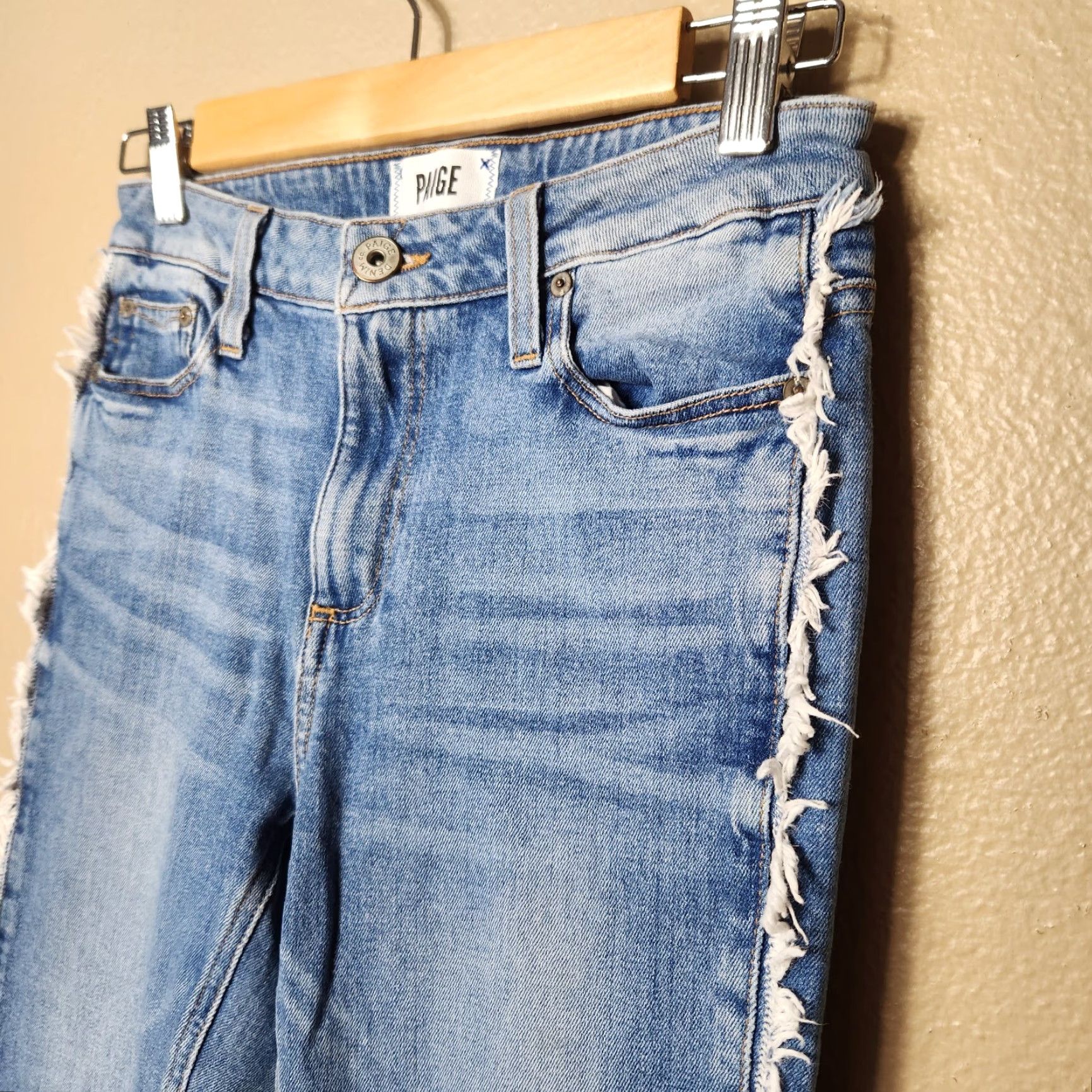 Paige Paige Noella Side Fray Fringe Straight Leg Crop Jeans - Size 24 Size 42" / US 20 - 2 Thumbnail