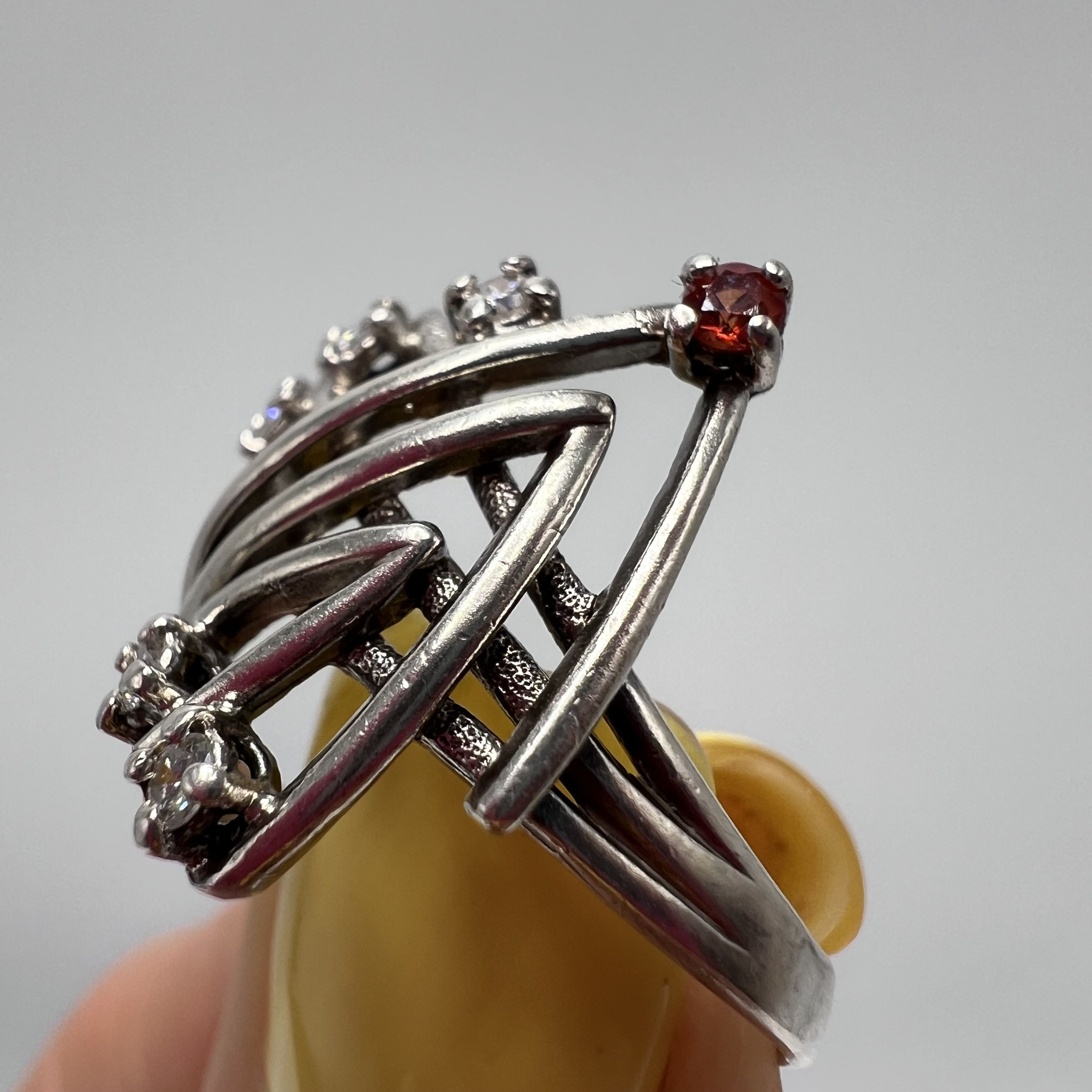 Vintage Vintage USSR Ring Sterling Silver 925 Stone Jewelry S 8U Size ONE SIZE - 4 Thumbnail