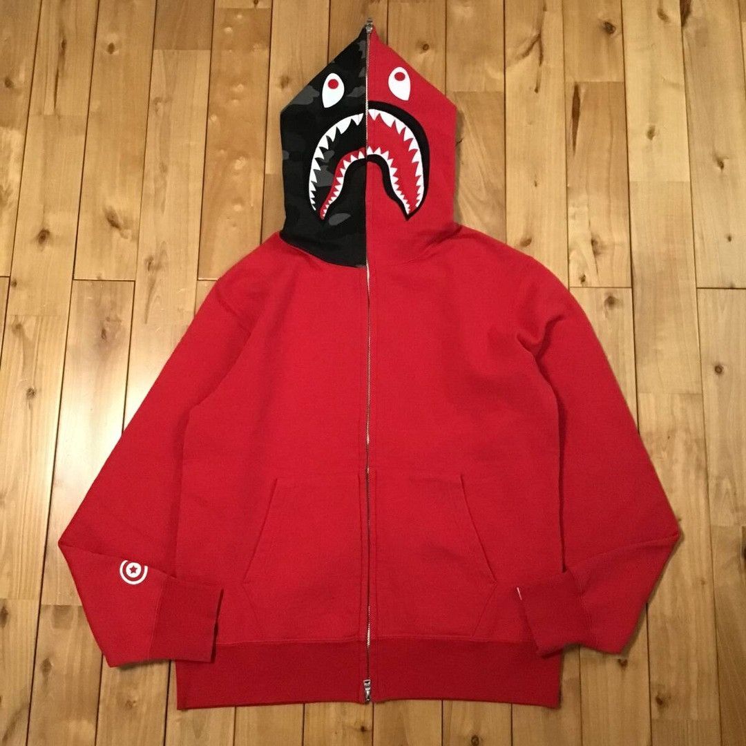Bape BAPE Black camo × Red Shark full zip hoodie a bathing ape Size US L / EU 52-54 / 3 - 1 Thumbnail