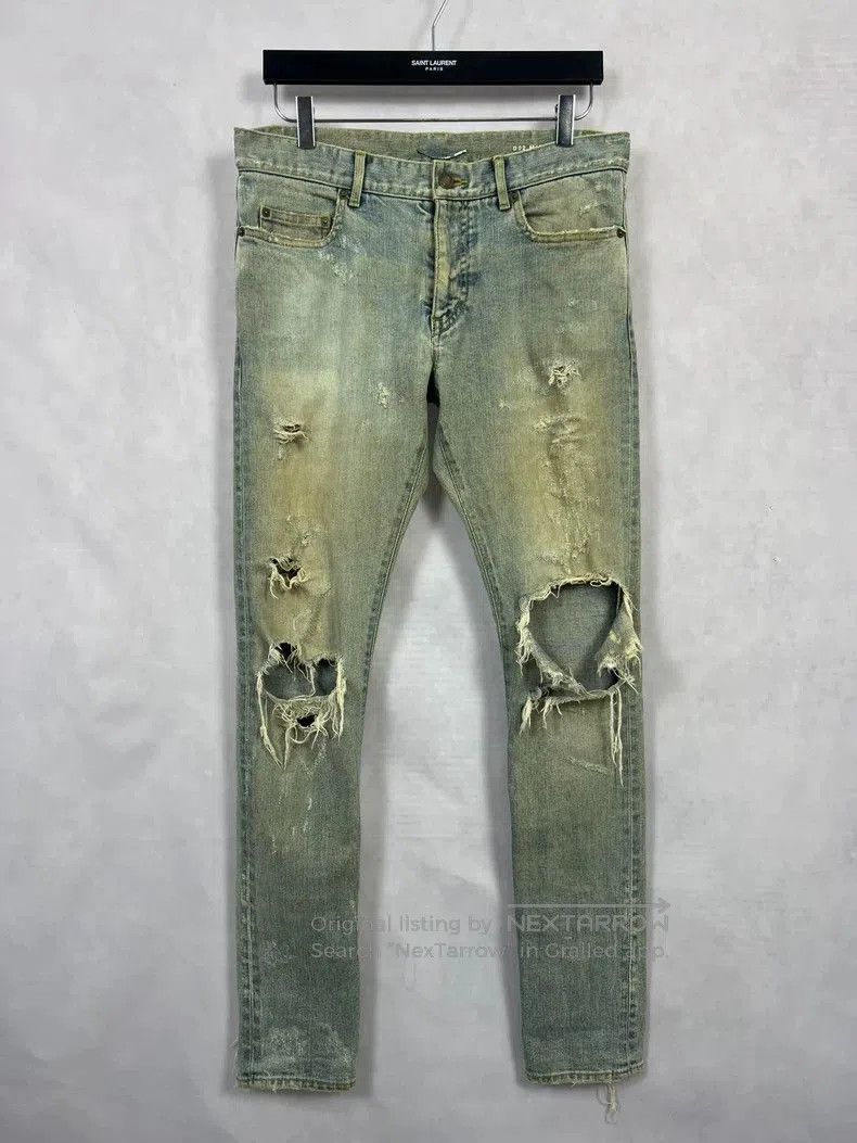 Saint Laurent Paris Saint Laurent Distressed Denim Jeans. Size US 30 / EU 46 - 1 Thumbnail