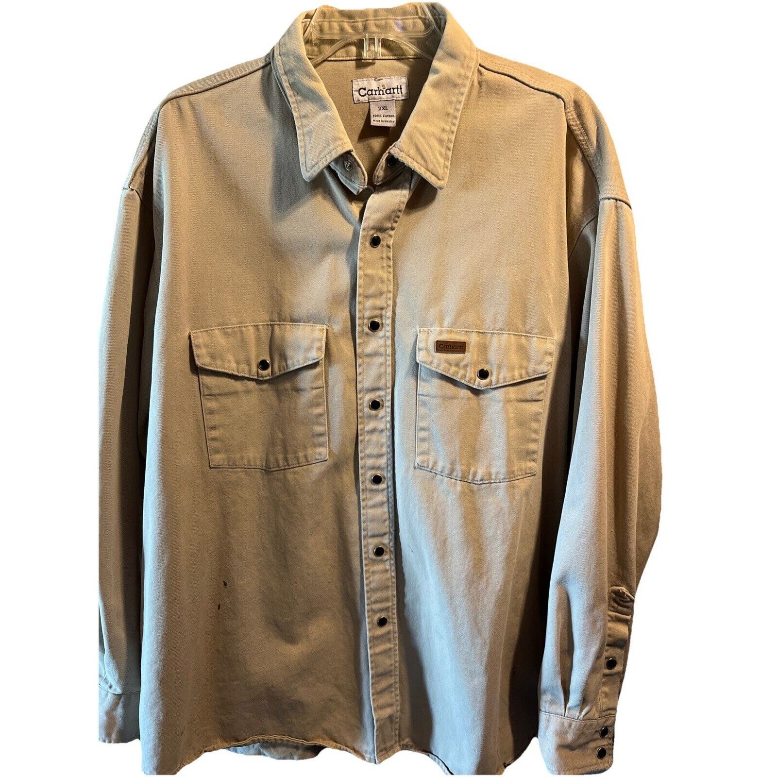 Carhartt Carhartt Shirt Jacket Men’s XXL Khaki Canvas Cotton STAINS Size US XXL / EU 58 / 5 - 1 Thumbnail