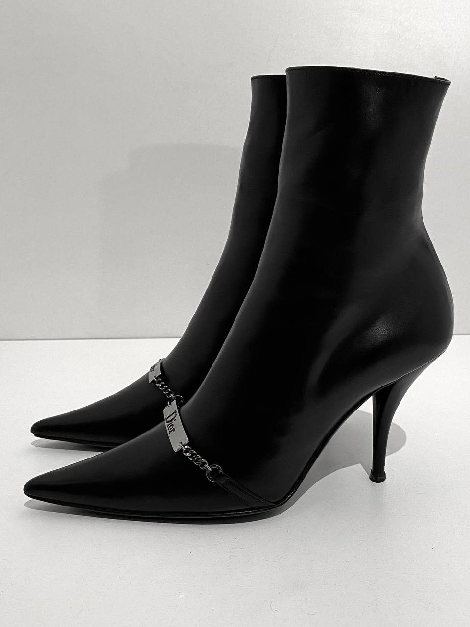 Dior Dior x Galliano Chain Logo Black Leather Archive Boots Y2K Size US 6.5 / IT 36.5 - 4 Thumbnail