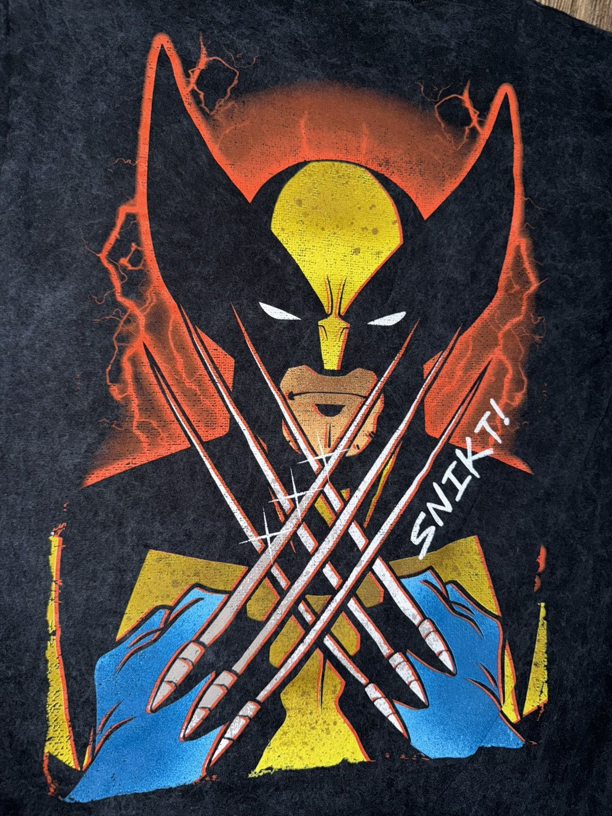 Marvel Comics X Men 97 Wolverine Black Acid Wash Tee Graphic Double Sided Size US M / EU 48-50 / 2 - 3 Thumbnail