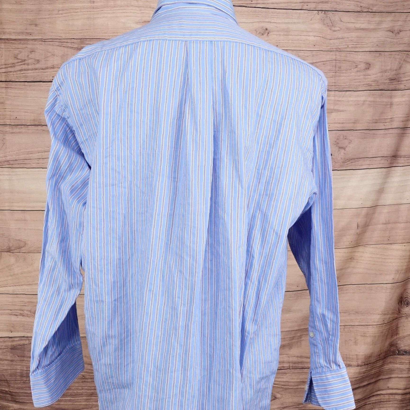 Chaps Chaps Shirt Mens XL Blue Striped Regular Fit Button-Up Wrinkle Resistant Long Sleeve Size US XL / EU 56 / 4 - 4 Thumbnail