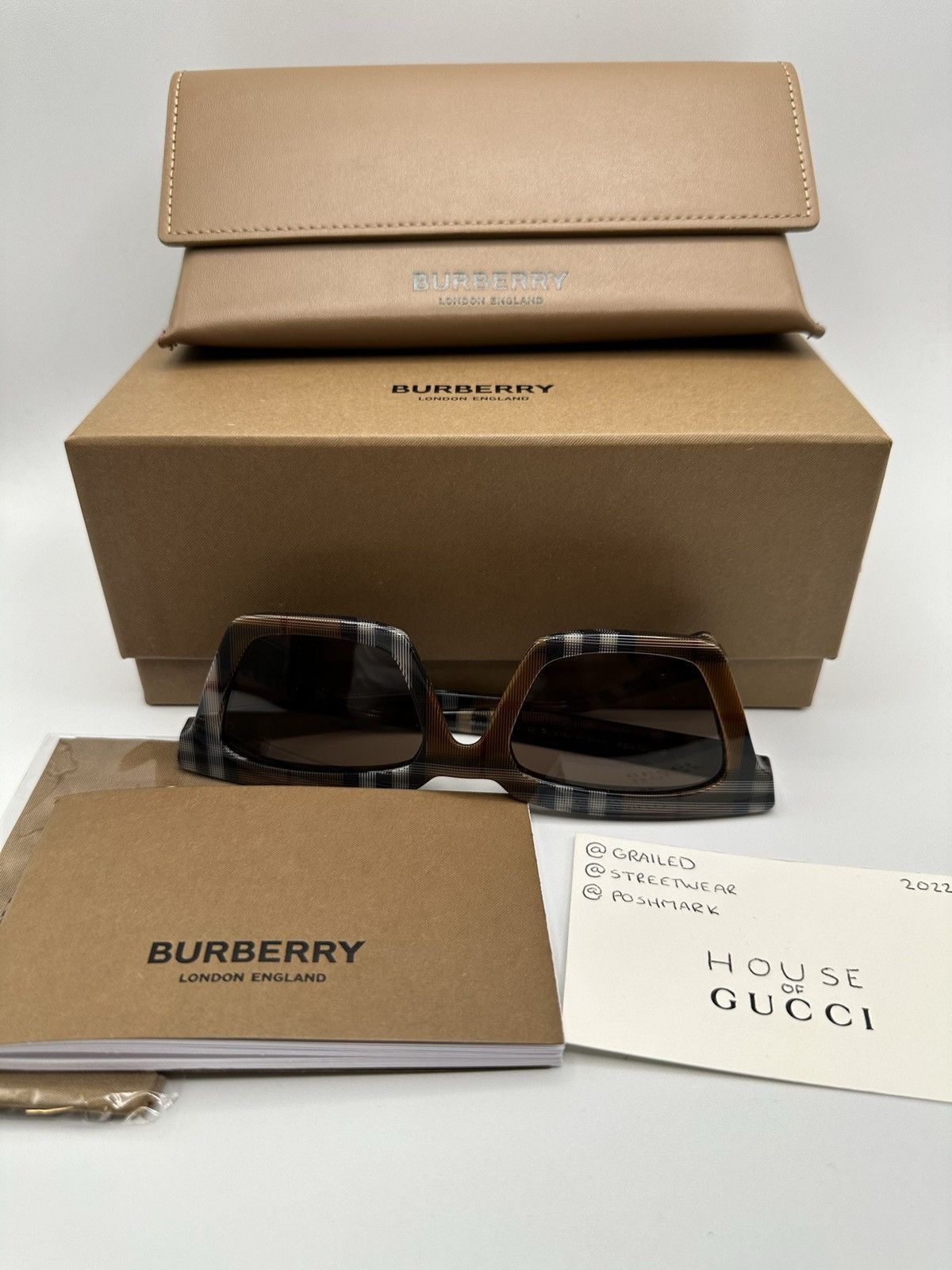Burberry Burberry Checkered Acetate Sunglasses Size ONE SIZE - 8 Thumbnail