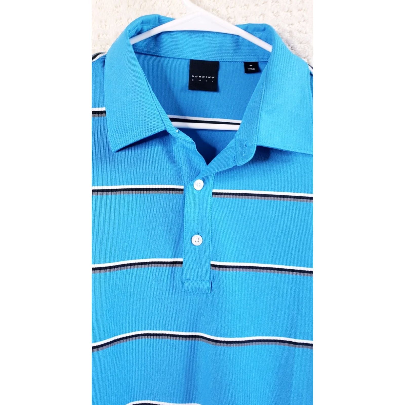 Vintage Dunning Polo Shirt Blue with Black White Stripes Short Sleeve Size M Men Shirt Polo Casual Activewear Golf Mens Size US M / EU 48-50 / 2 - 3 Thumbnail
