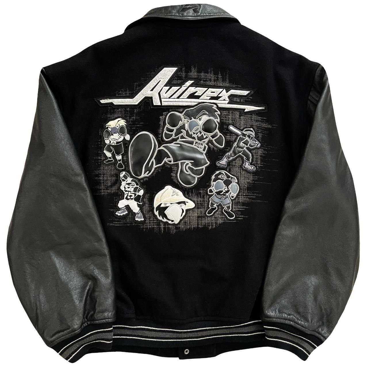 image of Avirex Wool Leather Varsity Jacket in Black, Men's (Size 2XL)