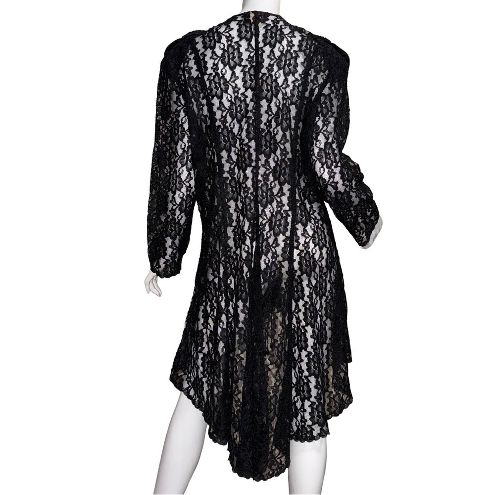 Vintage Vintage 80s Speed Sheer Scalloped Lace Duster Jacket Size XL / US 12-14 / IT 48-50 - 2 Thumbnail