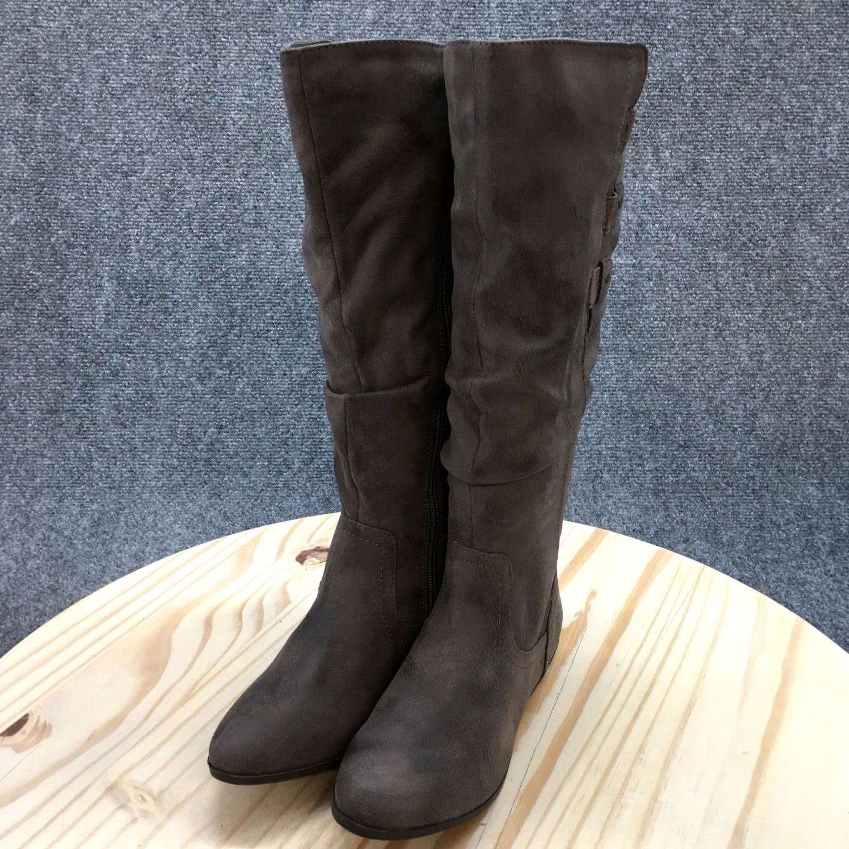 Vintage White Mountain Cliffs Boots Womens Felisa Tall Riding Brown Faux Leather Shoes M Felisa Riding Boot Womens Brown Size US 5 / IT 35 - 3 Thumbnail