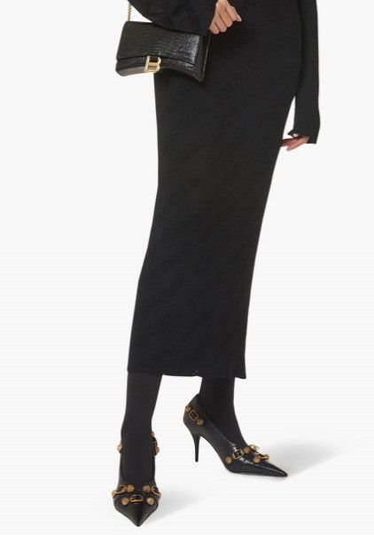 Balenciaga o1la1rc1a1024 Cagole Pumps in Black/Gold Size US 7 / IT 37 - 2 Thumbnail
