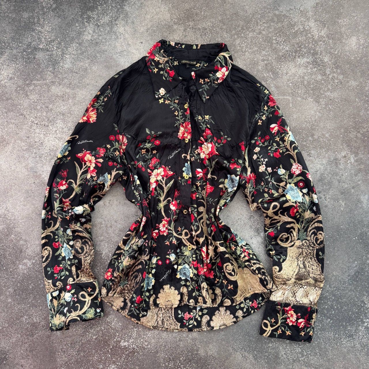 Roberto Cavalli Roberto Cavalli Vintage Floral Blouse Size L / US 10 / IT 46 - 1 Thumbnail