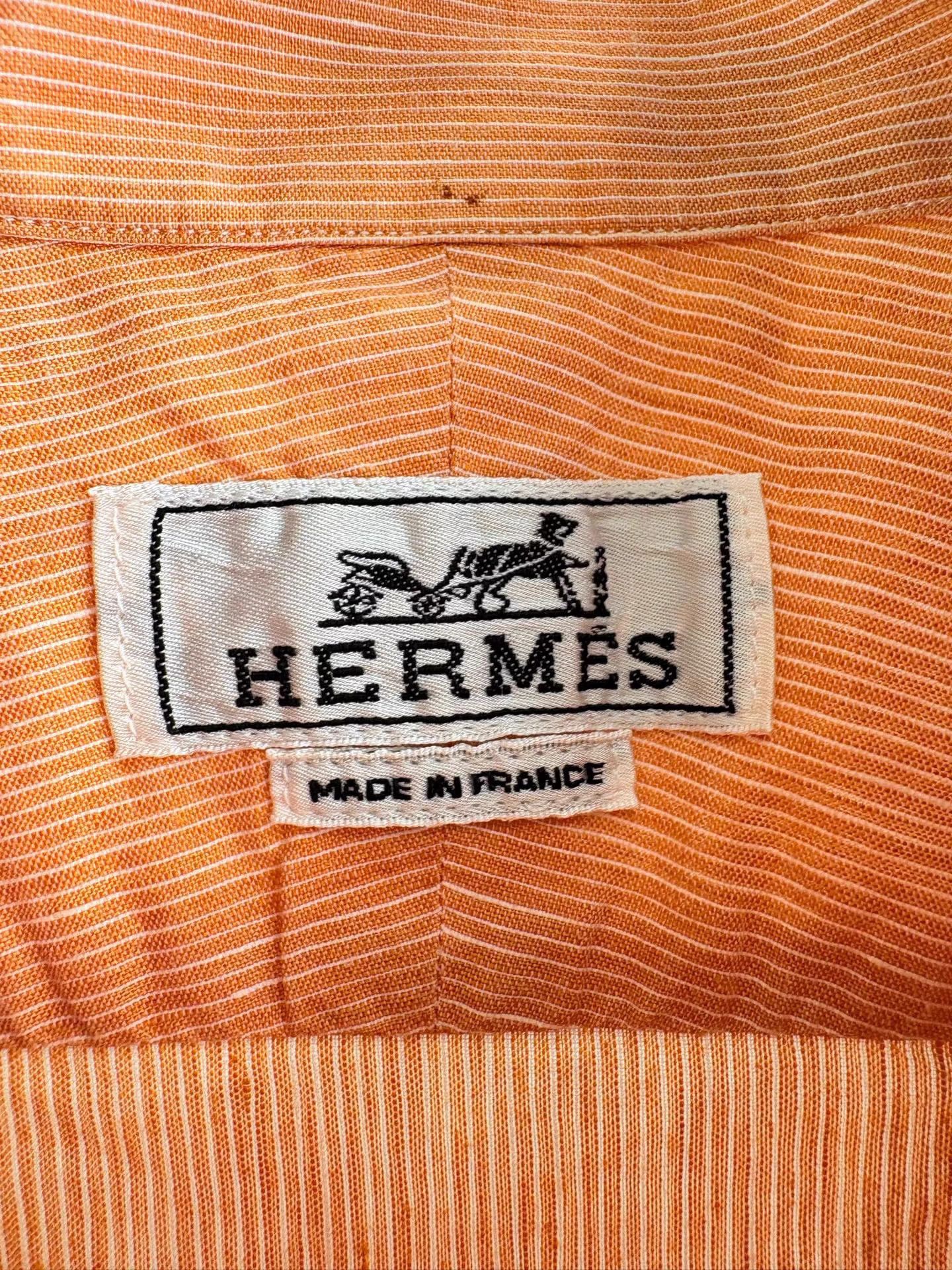 Hermes HERMES Linen Short Sleeve Shirt With Chest Pocket K1 Size US S / EU 44-46 / 1 - 3 Thumbnail