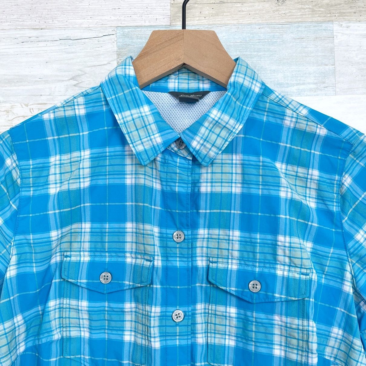 Eddie Bauer Eddie Bauer Nylon Hiking Shirt Blue Plaid Womens XS Size XS / US 0-2 / IT 36-38 - 2 Thumbnail