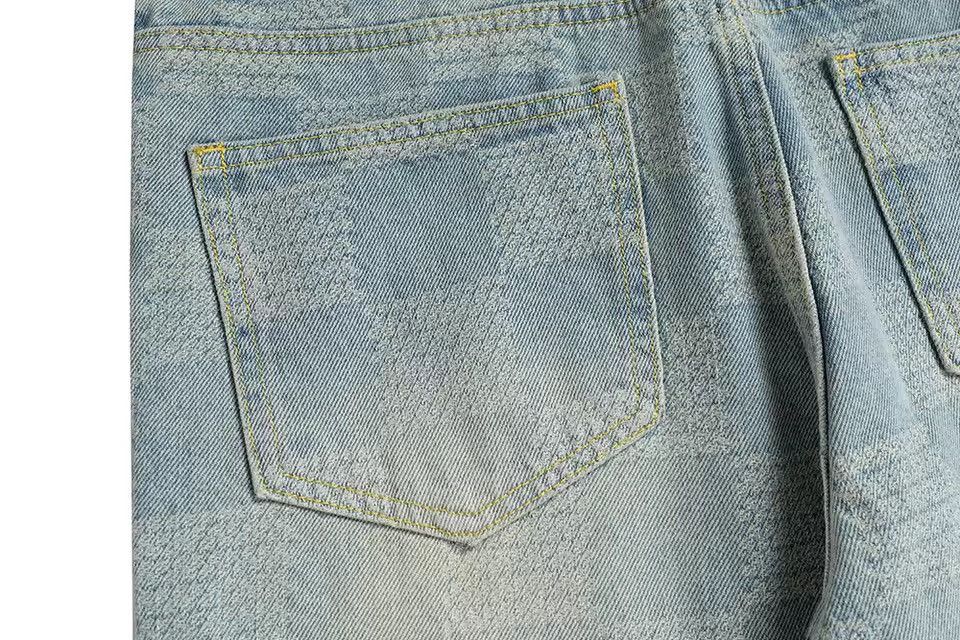 Jean Flared Patchwork Oversized Baggy Blue Washed Jeans Pants Size US 33 - 5 Thumbnail