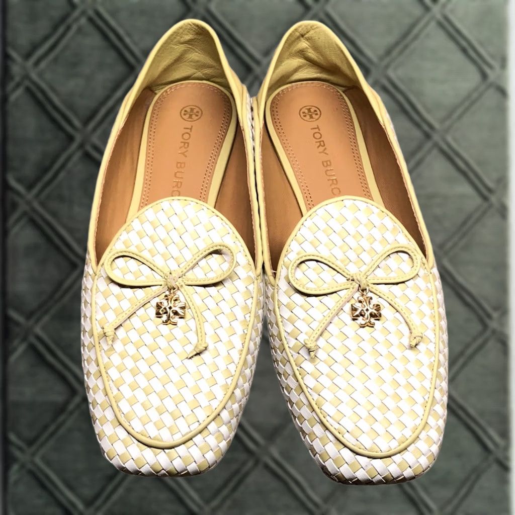 Tory Burch TORY BURCH WOVEN LOAFER FLAT in 2-Tone Cream Pale Yellow 7.5 M Size US 8 / IT 38 - 1 Thumbnail