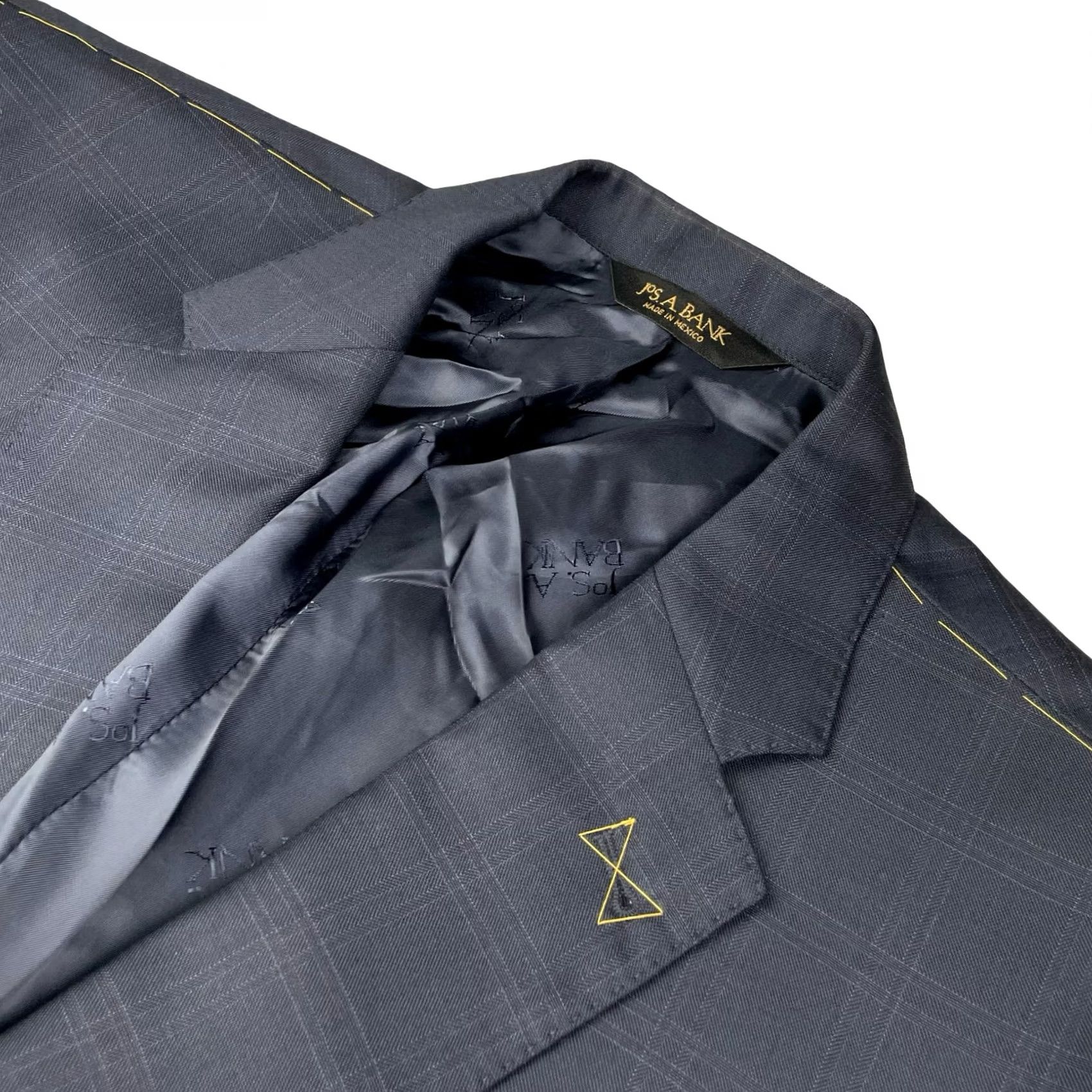 Jos. A. Bank VINTAGE? No. Jos. A. Bank Signature Gold Blazer Navy Plaid 2-Button Wool 48R Navy Stripe? (No extra) Size 48R - 2 Thumbnail