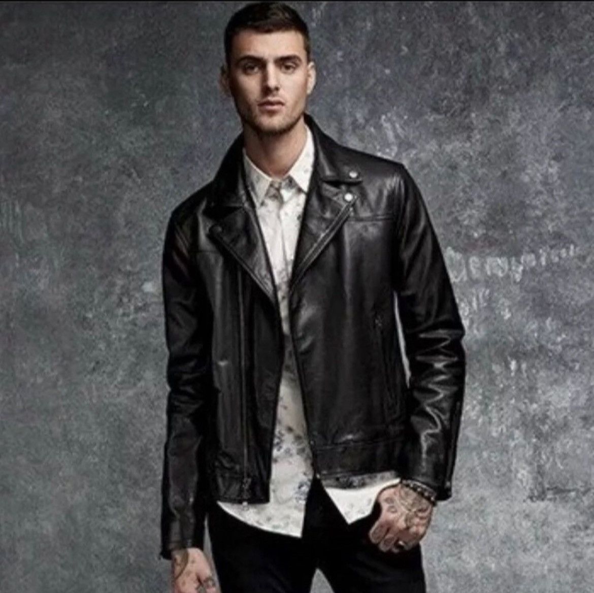 John Varvatos Biker Leather Jacket. EU 48 Size US M / EU 48-50 / 2 - 1 Thumbnail