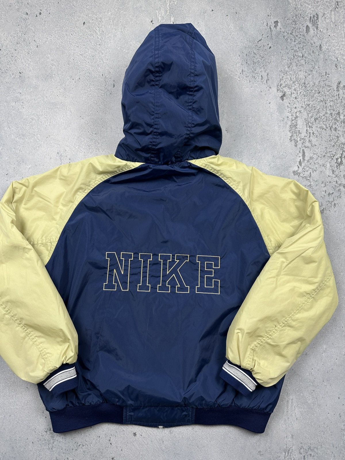 Nike Vintage Nike two-tone Hooded Jacket Blue Yellow 90s Varsity Size M / US 6-8 / IT 42-44 - 13 Thumbnail
