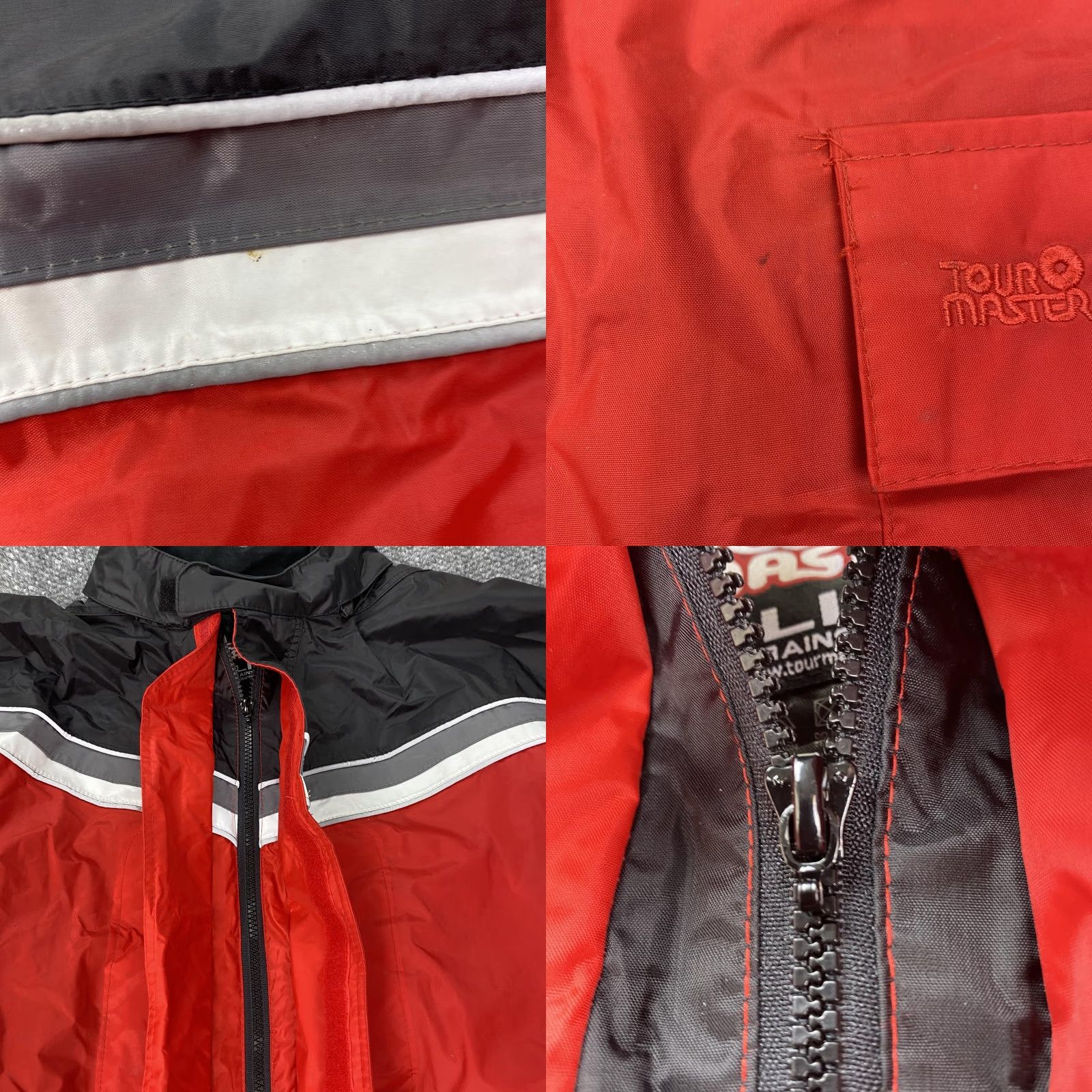 Vintage VINTAGE Tour Master Elite Series II Rainsuit Jacket Mens XL Motorcycle Hood Waterproof Red Striped Pattern 1980s Mens Size 46R - 8 Thumbnail