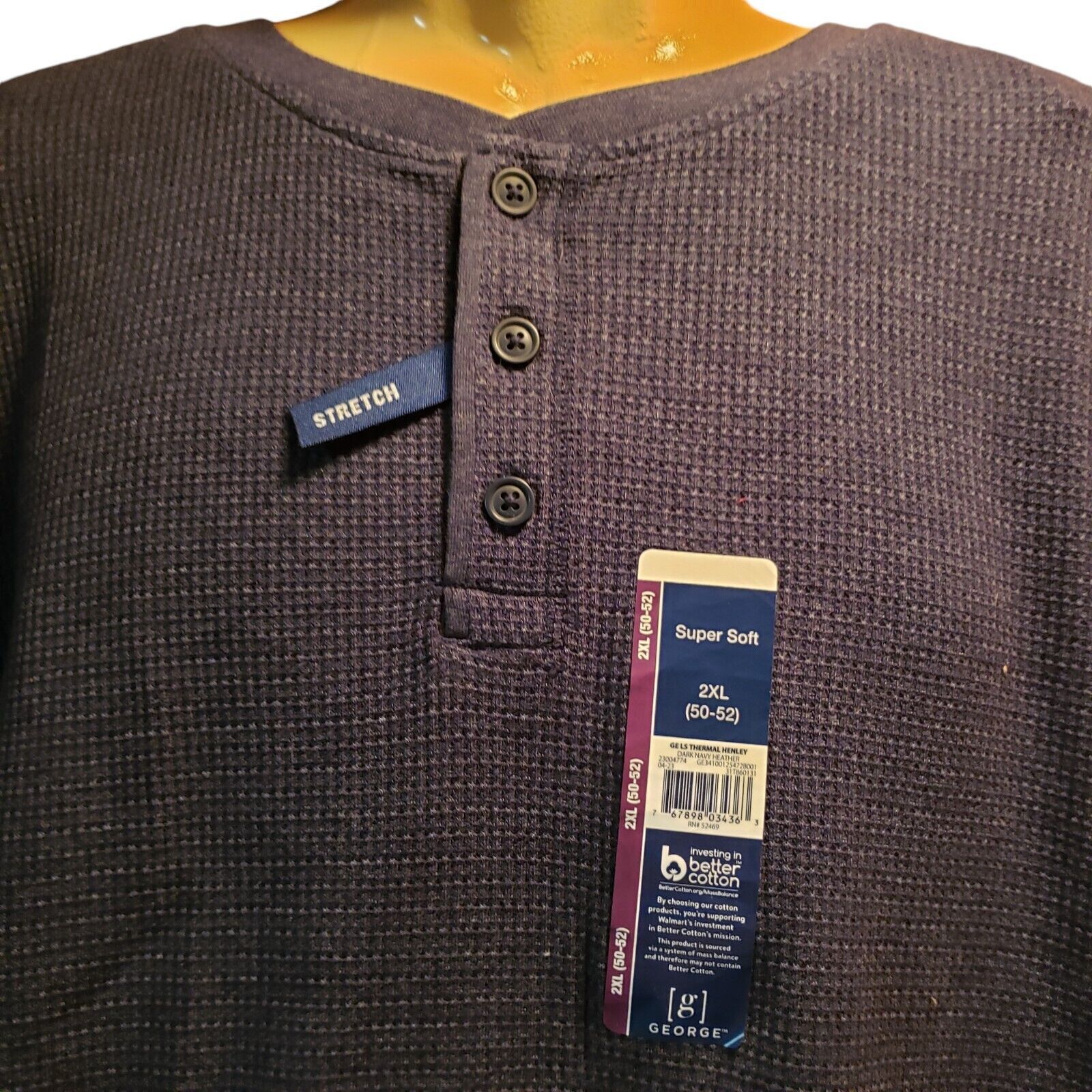 George George Men's Long Sleeve Thermal Henley Shirt Sz 2XL (60-52) Size US XXL / EU 58 / 5 - 4 Thumbnail