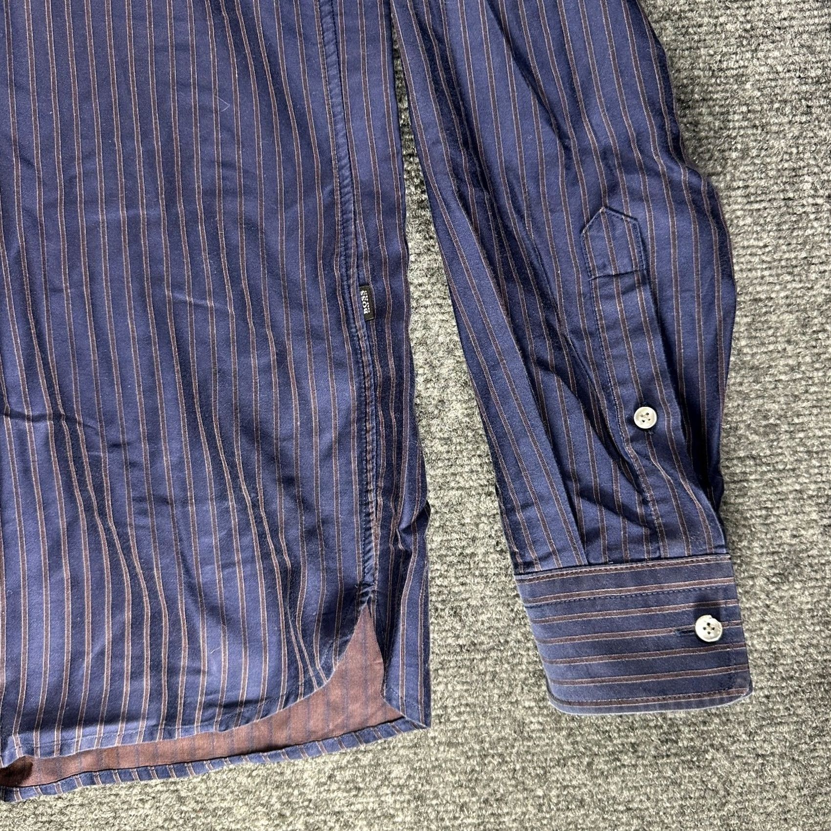 Hugo Boss HUGO BOSS Shirt Mens Medium Blue Stripe Cotton Button Up Long Sleeve Size US M / EU 48-50 / 2 - 2 Thumbnail