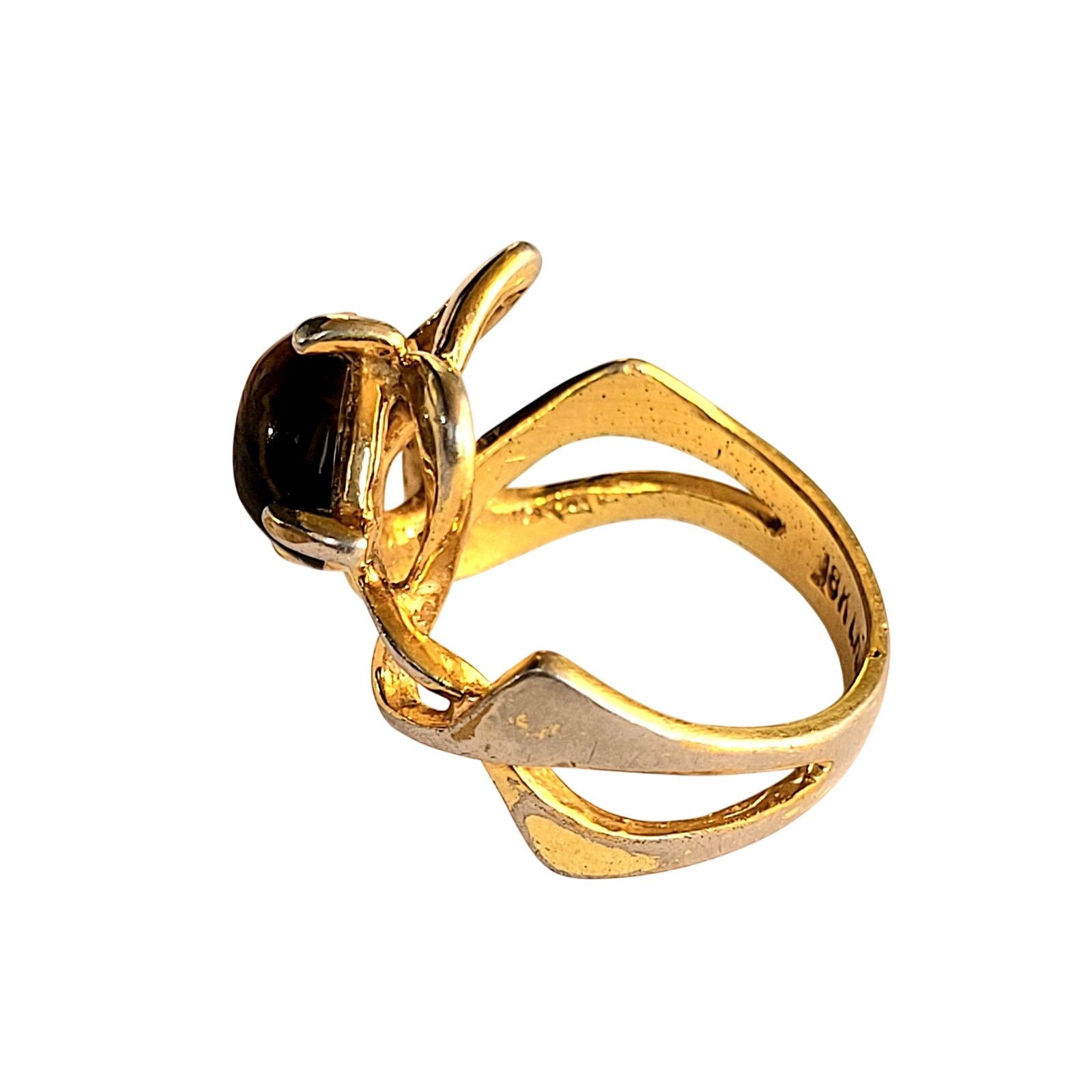 & Other Stories VTG Uncas Tiger Eye Gold Ring 18K HGE Modern Sz 6 Estate Size ONE SIZE - 2 Thumbnail