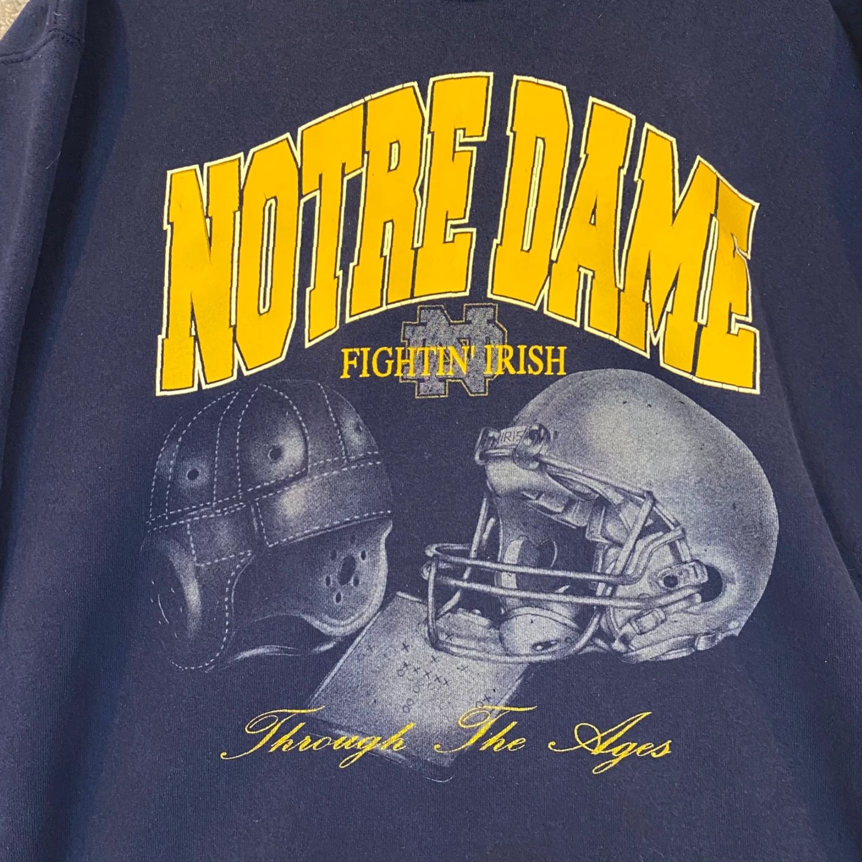 Vintage VTG Notre Dame Sweatshirt Mens Large Navy Blue Fighting Irish Football 90s 2020 Jacket Hoodie Size US L / EU 52-54 / 3 - 2 Thumbnail