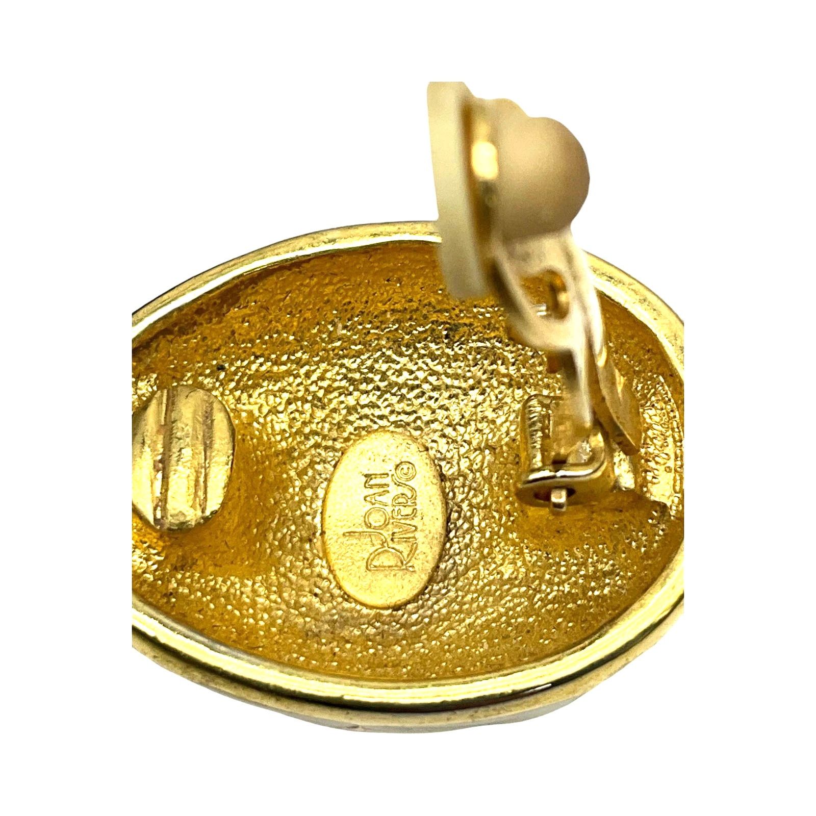 Other JOAN RIVERS Vintage Gold-Plated Pave Crystal Mosaic Earrings Size ONE SIZE - 4 Thumbnail