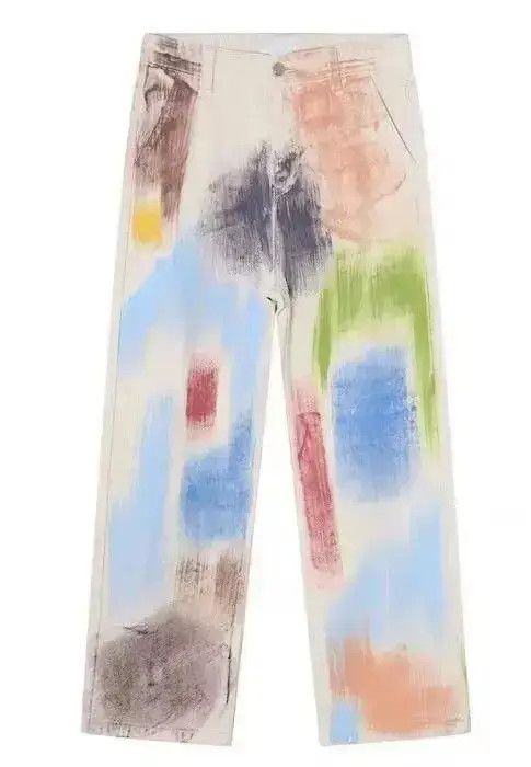 Japanese Brand VIBE Baggy Paint Splatter Tie Dye White Denim Jeans Size US 32 / EU 48 - 7 Thumbnail