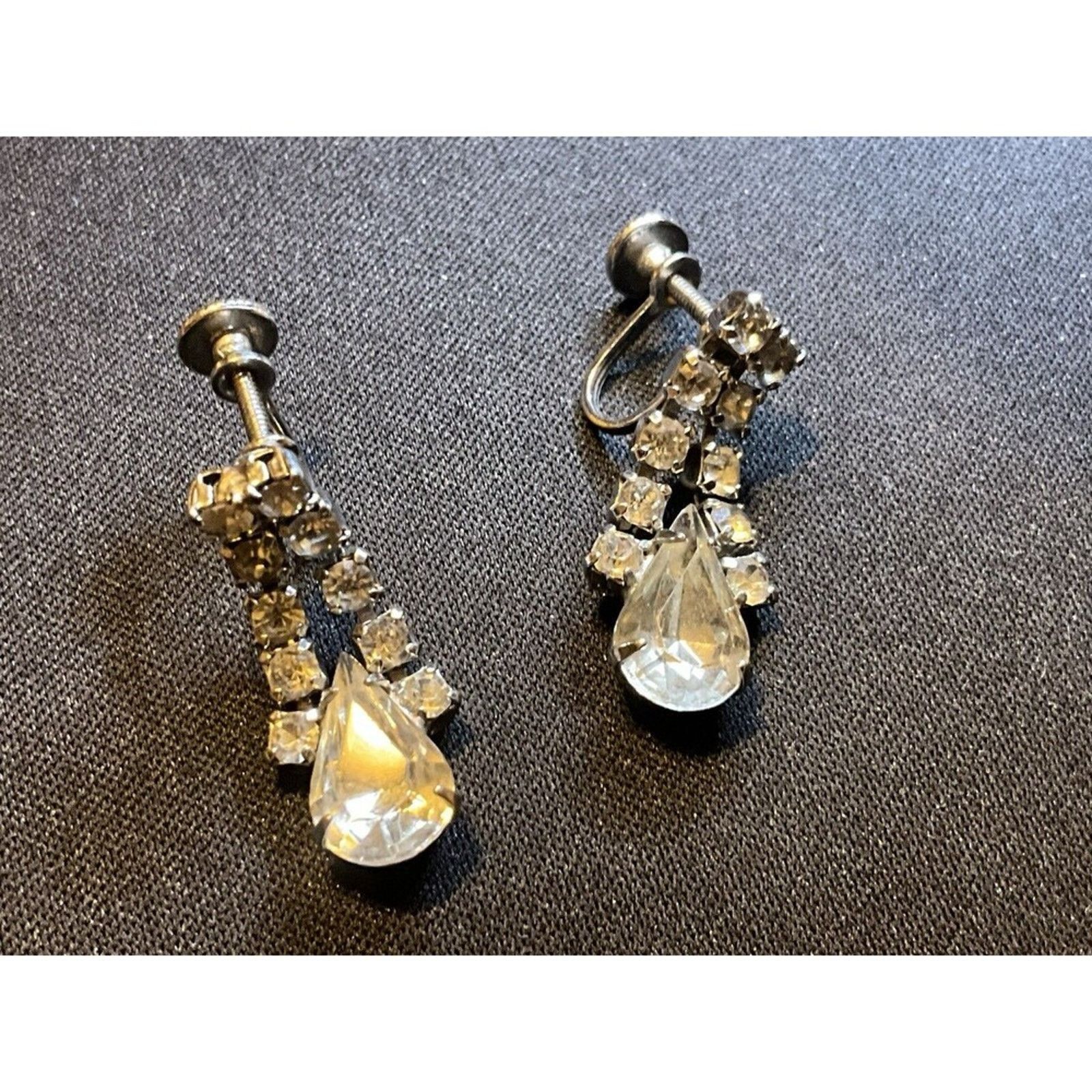 Other Vintage Crystal Dangle Earrings Screw Backs Size ONE SIZE - 1 Thumbnail
