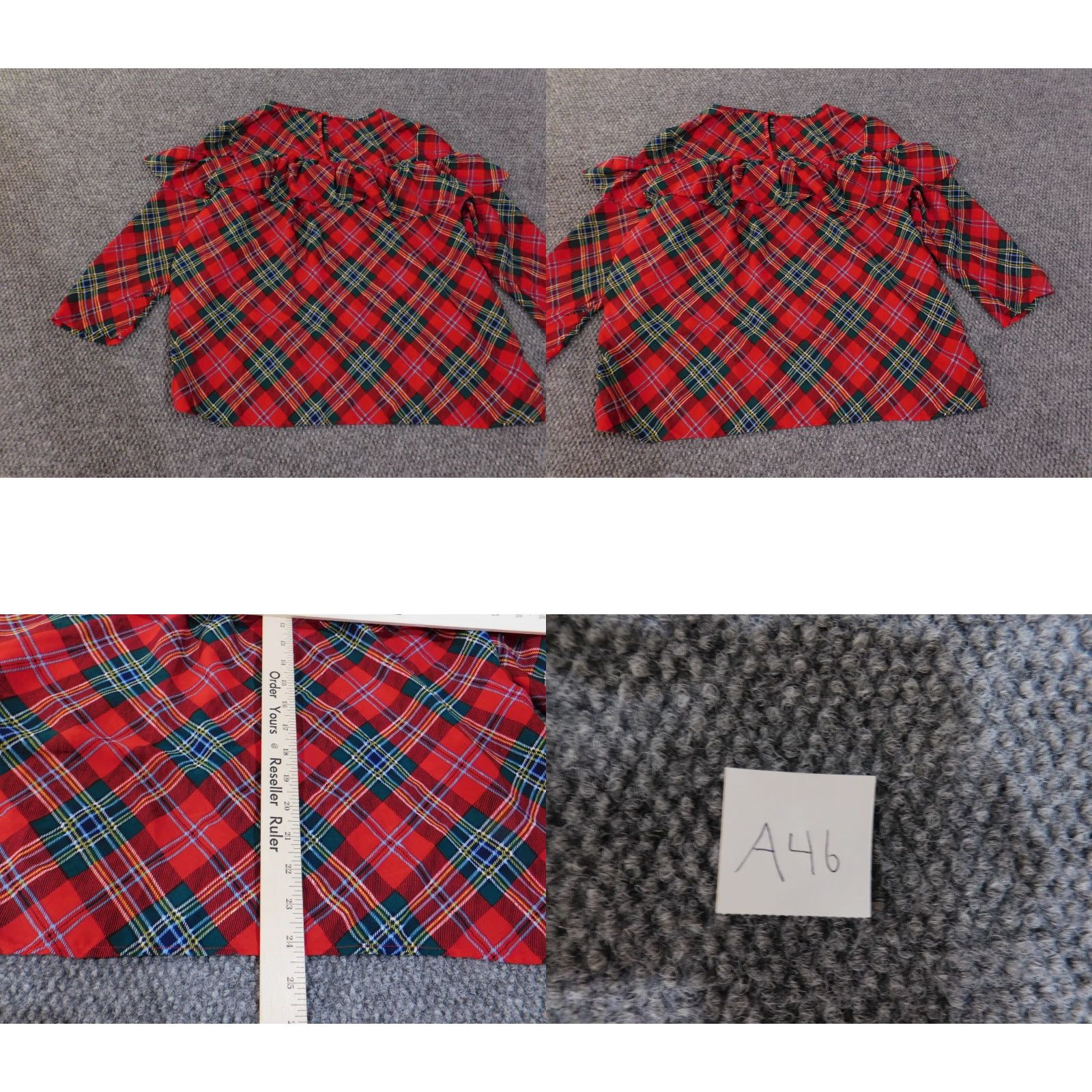 Vintage Crown & Ivy Blouse Shirt Womens Large Red Plaid Knit Polyester Round Neck Pullover Casual Long Sleeve Regular Fit Size L / US 10 / IT 46 - 8 Thumbnail