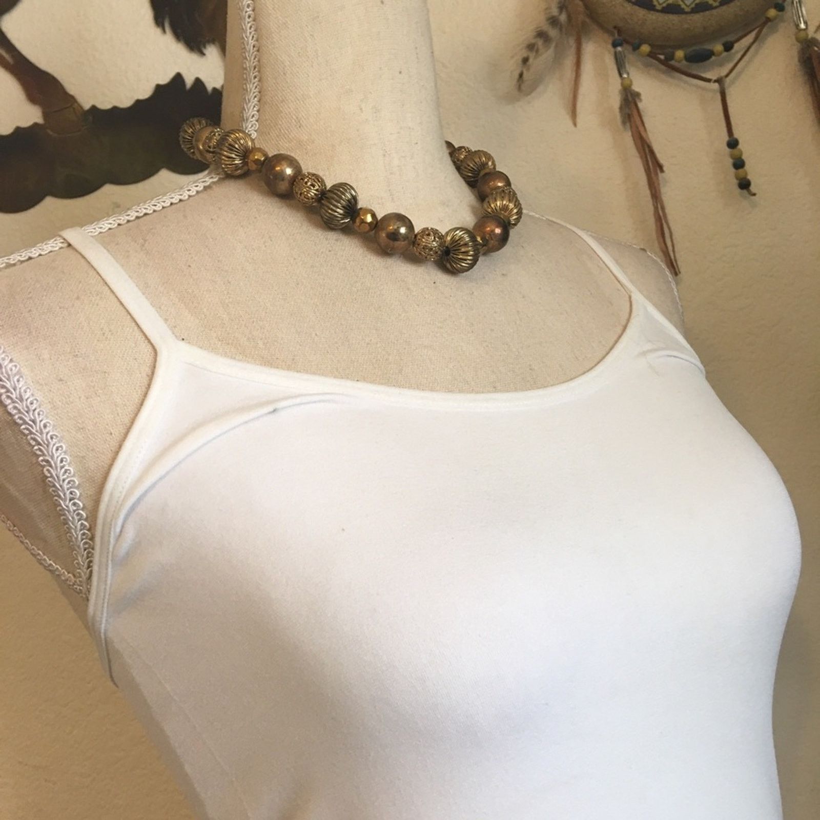 Jewelry Antique gold tone filigree bead choker necklace Size ONE SIZE - 2 Thumbnail