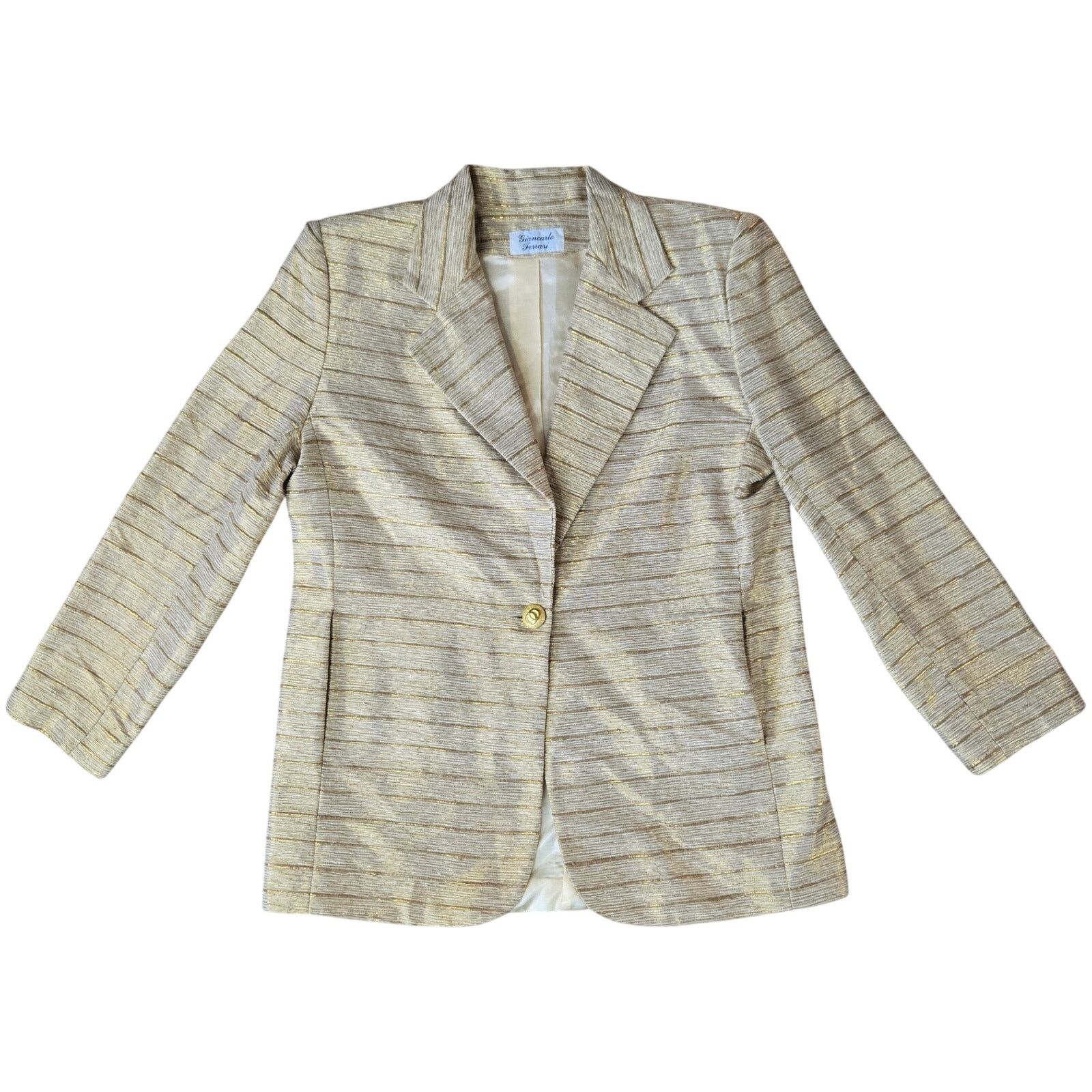 Vintage Vintage Gold Metallic Silk Blazer Made in USA Size Medium Size M / US 6-8 / IT 42-44 - 2 Thumbnail