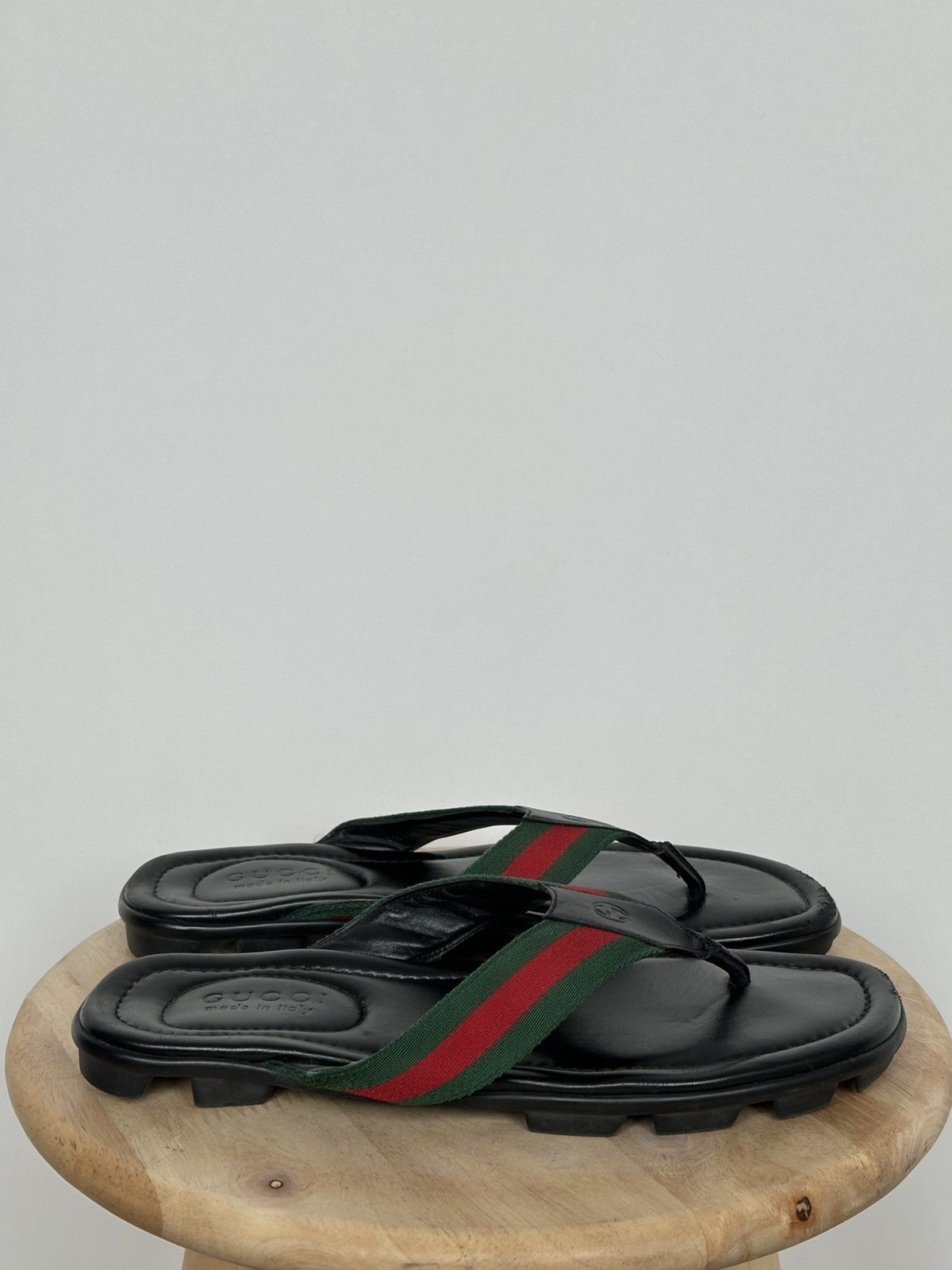 Gucci Gucci Black Leather Web Trimm Stripe Sandals interlocking Size US 10 / IT 40 - 4 Thumbnail