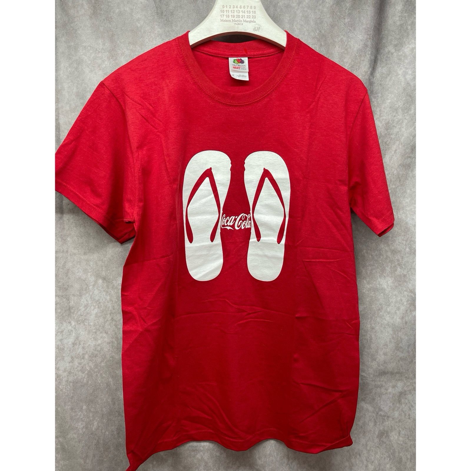 Fruit Of The Loom Vintage 90s Murakami Haruki Coca Cola Flip Flops Happiness M Size US M / EU 48-50 / 2 - 1 Thumbnail