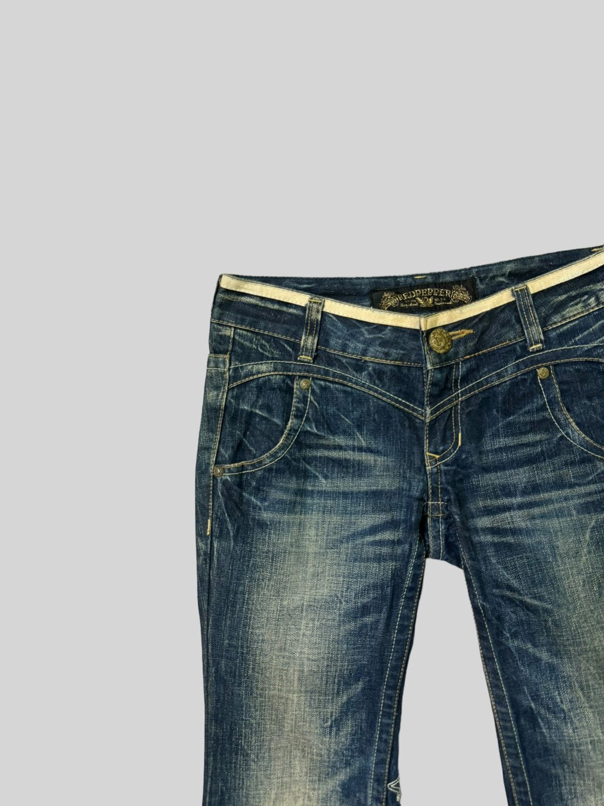 Hysteric Glamour × Japanese Brand Flared Red Pepper Embroidery Rare Design Denim Jeans Size US 28 / EU 44 - 4 Thumbnail