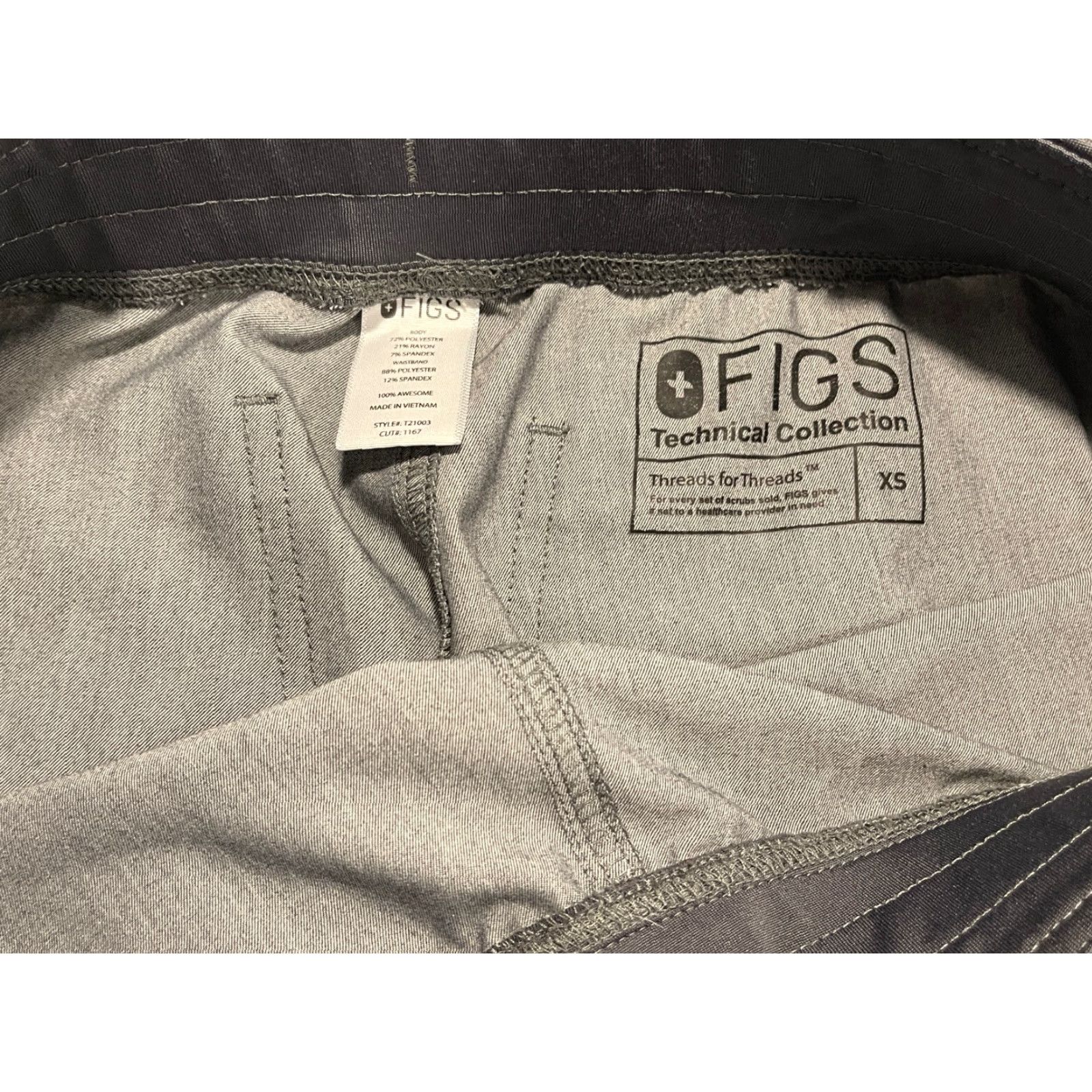 Vintage FIGS Scrubs Pants Womens XS Livingston Stretch Drawstring High Waist Size 26" / US 2 / IT 38 - 3 Thumbnail