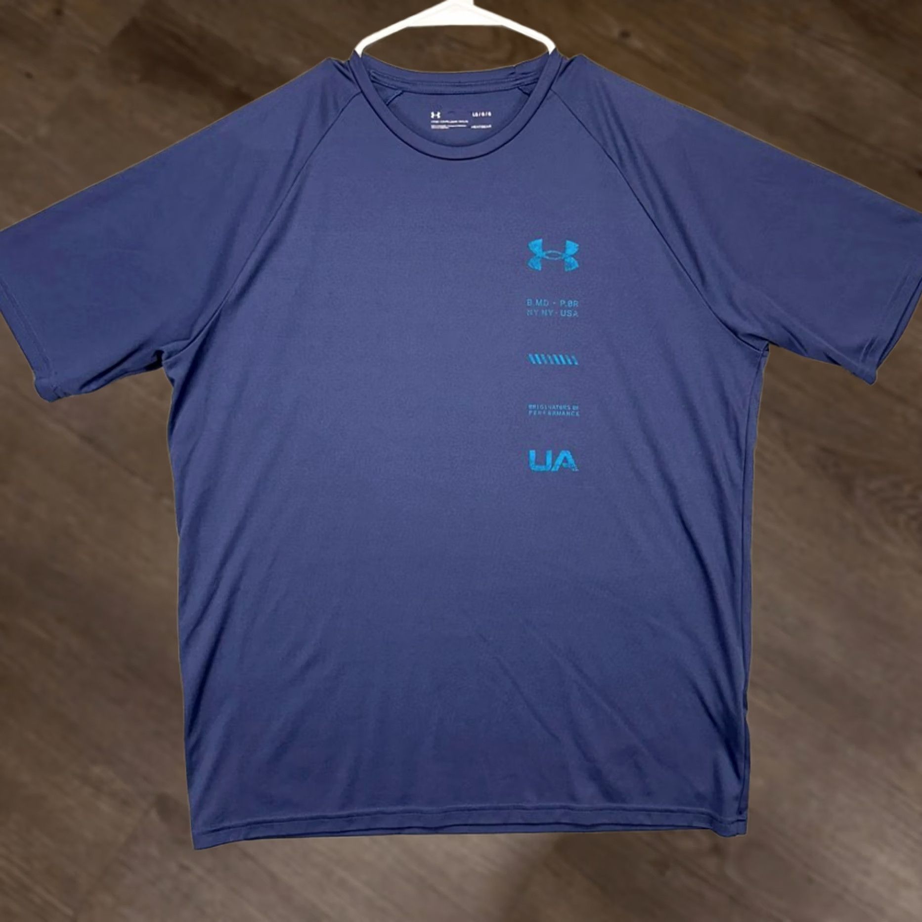 Under Armour Under Armour T-Shirt Adult Large Heat Gear Navy Loose Workout Exercise Tee Mens Size US L / EU 52-54 / 3 - 1 Thumbnail